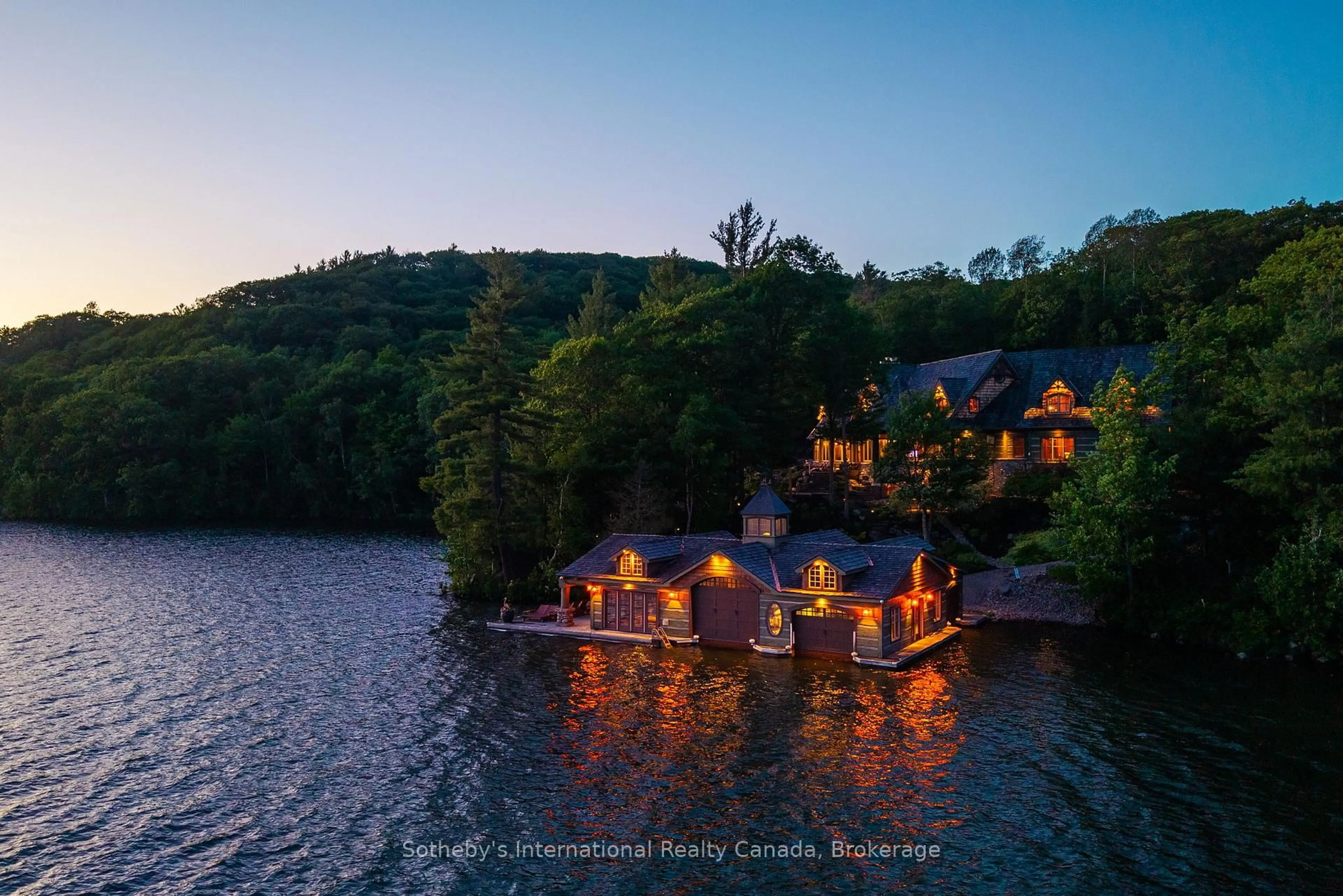 A pic from outside/outdoor area/front of a property/back of a property/a pic from drone, water/lake/river/ocean view for 1100 Delbrooke Rd #2, Lake of Bays Ontario P0A 1H0