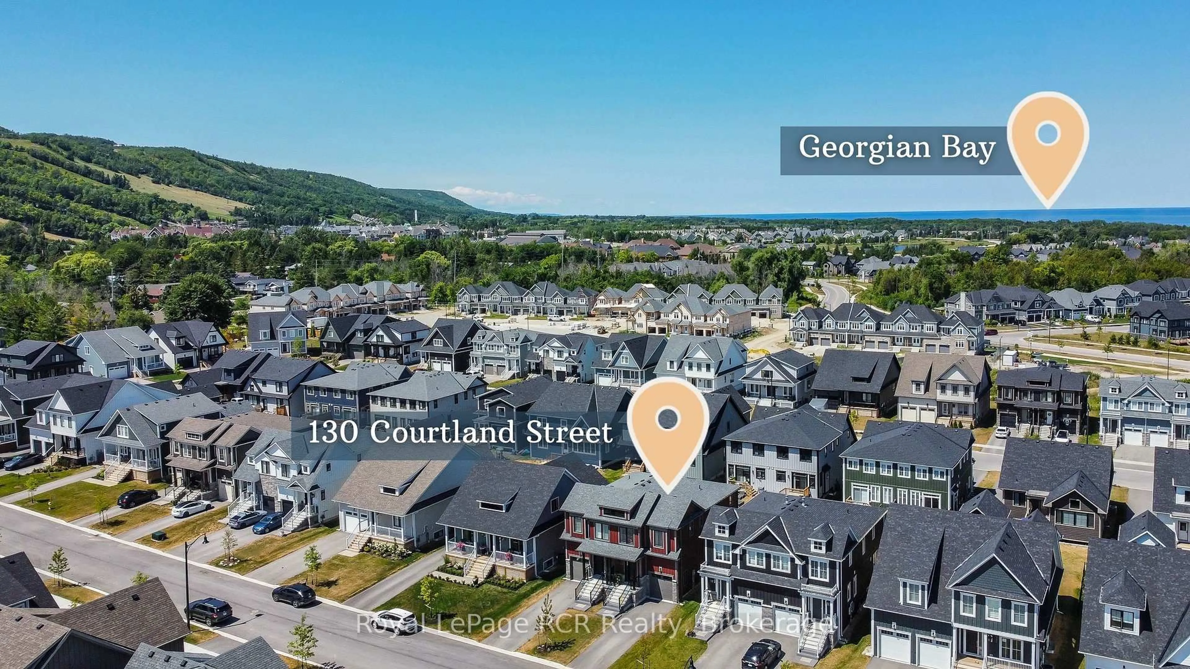 A pic from outside/outdoor area/front of a property/back of a property/a pic from drone, street for 130 Courtland St, Blue Mountains Ontario L9Y 5L8
