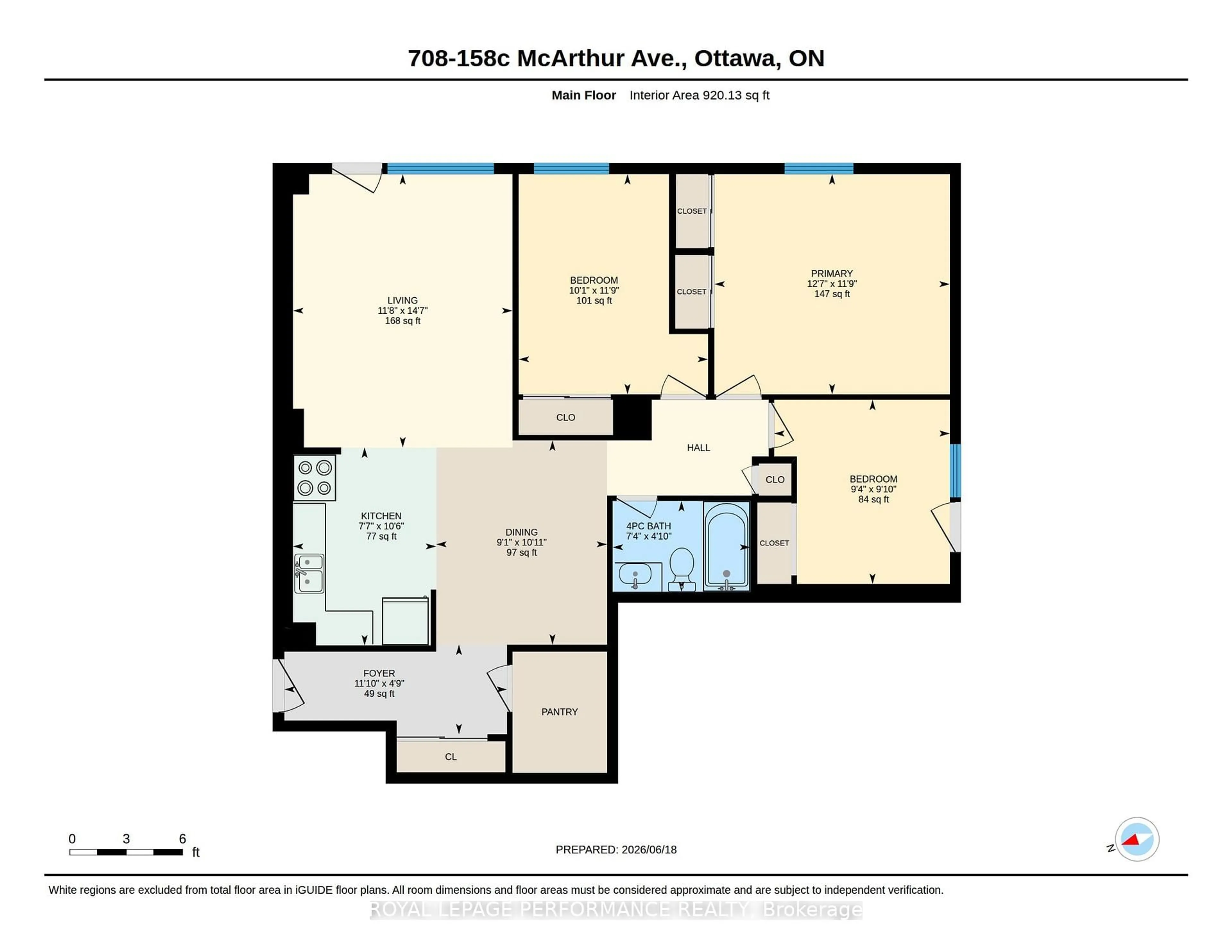 Floor plan for 158C Mcarthur Ave #708, Ottawa Ontario K1L 8E7