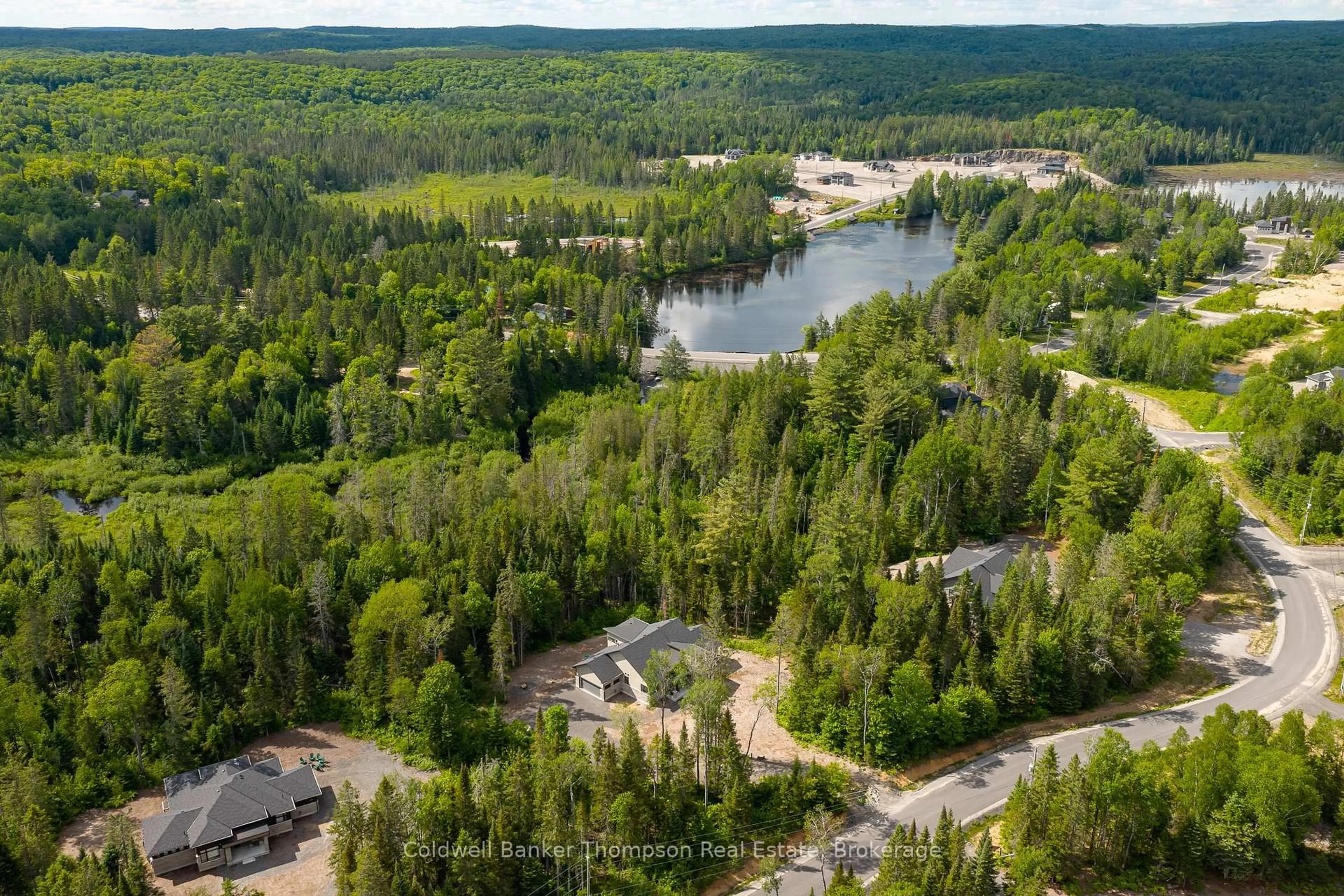 A pic from outside/outdoor area/front of a property/back of a property/a pic from drone, forest/trees view for 1040 Greensview Dr, Lake of Bays Ontario P1H 2J6