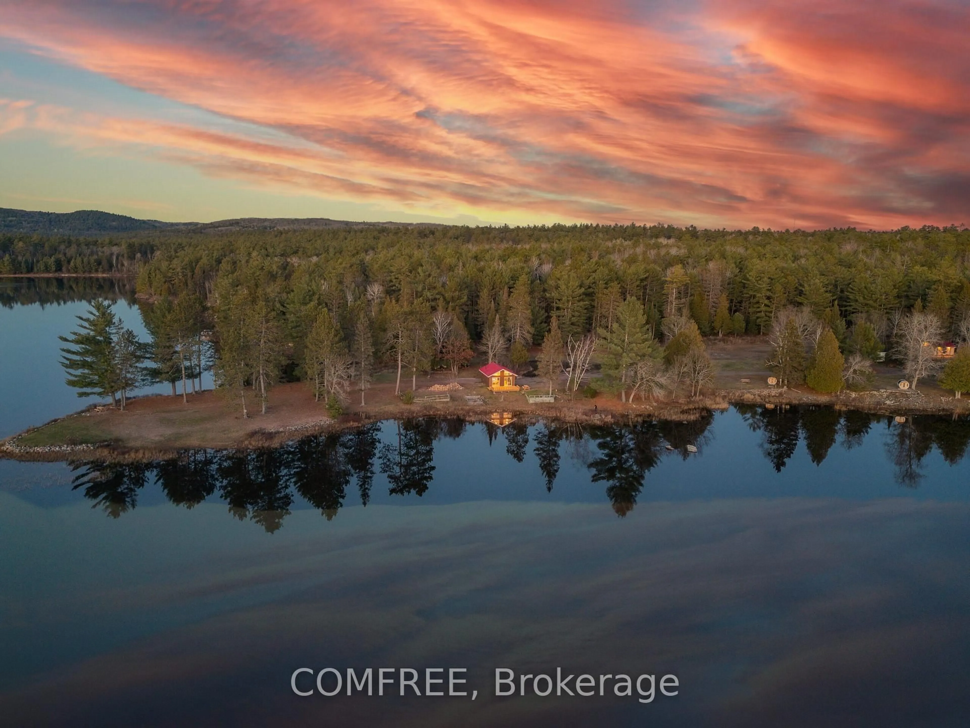A pic from outside/outdoor area/front of a property/back of a property/a pic from drone, water/lake/river/ocean view for 8863 Highway 17, Calvin Ontario P0H 2E0