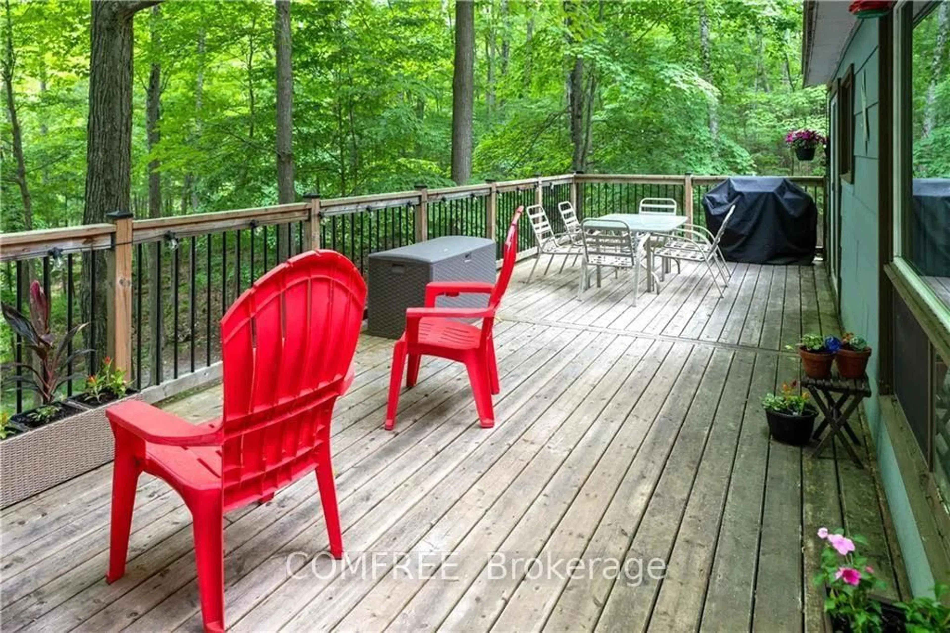 Patio, forest/trees view for 199 West Devil Lake Lane, Sydenham Ontario K0H 2T0