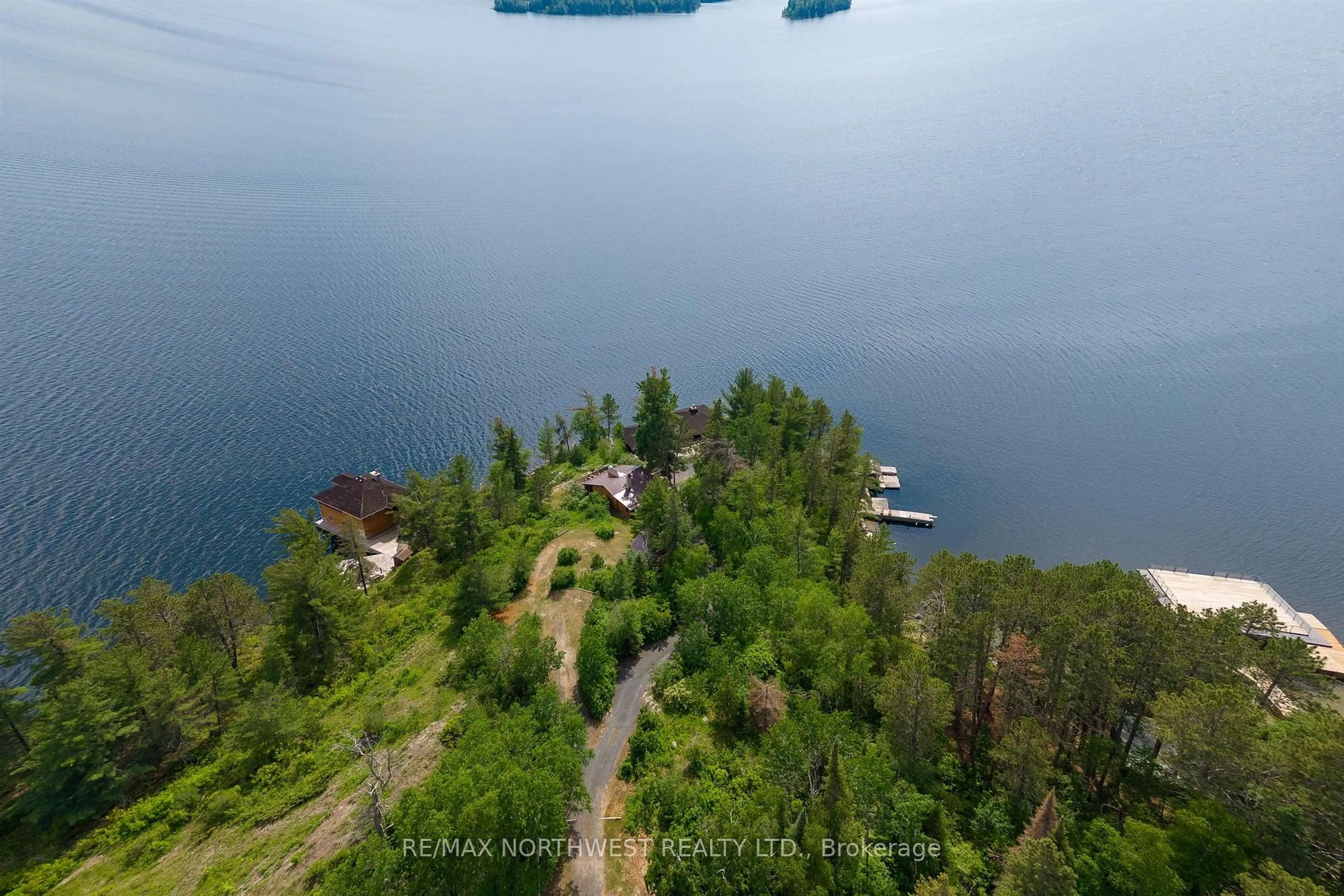 A pic from outside/outdoor area/front of a property/back of a property/a pic from drone, water/lake/river/ocean view for FR 3 259A Inglis Lake Road, Kenora Remote Area Ontario P0X 1C0