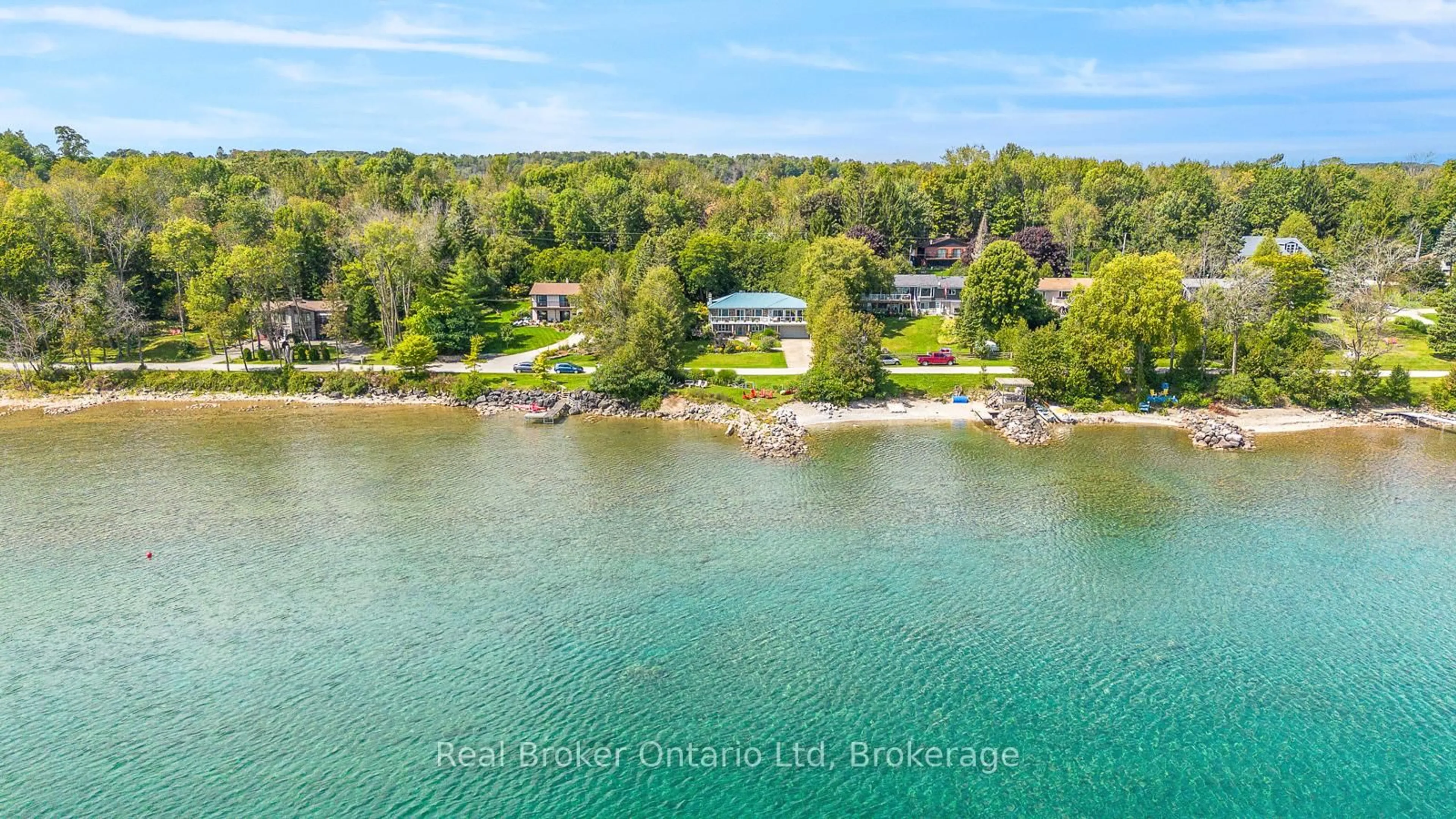 A pic from outside/outdoor area/front of a property/back of a property/a pic from drone, water/lake/river/ocean view for 339496 Presquile Rd, Georgian Bluffs Ontario N0H 2T0