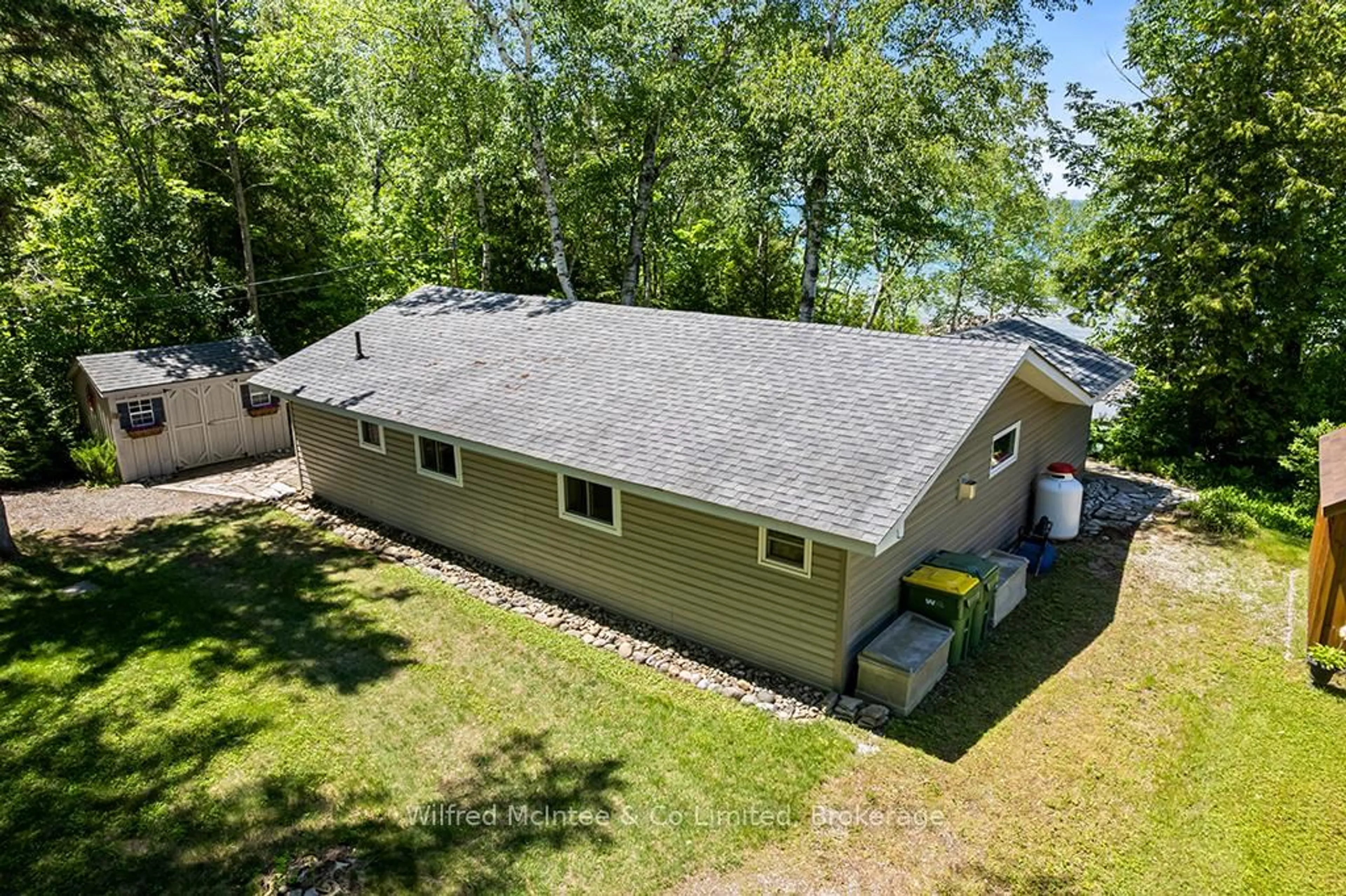 A pic from outside/outdoor area/front of a property/back of a property/a pic from drone, water/lake/river/ocean view for 757 Bruce Road 13, Native Leased Lands Ontario N0H 2L0