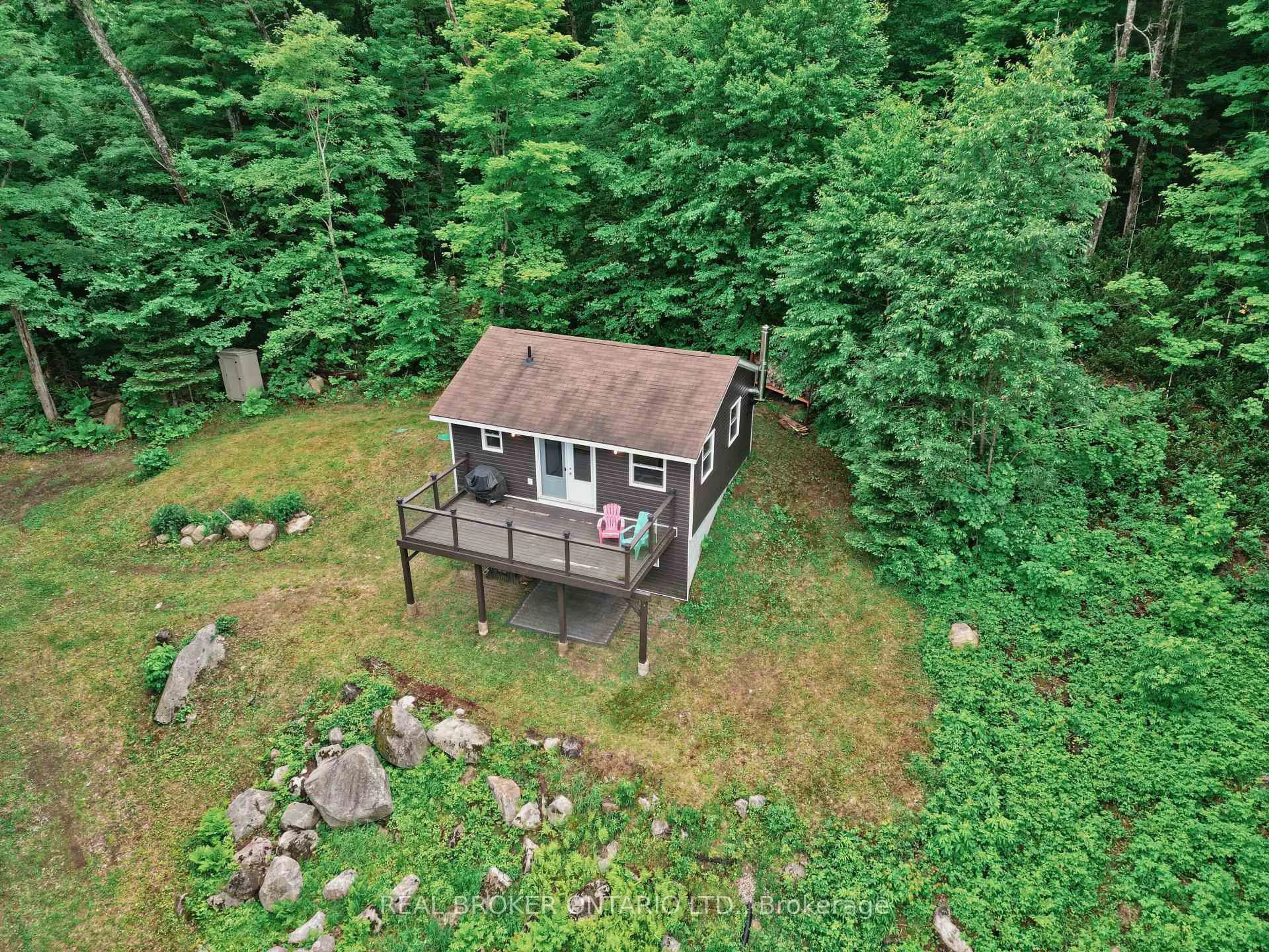 A pic from outside/outdoor area/front of a property/back of a property/a pic from drone, water/lake/river/ocean view for 41 Andy Neville Pkwy, Machar Ontario P0A 1X0