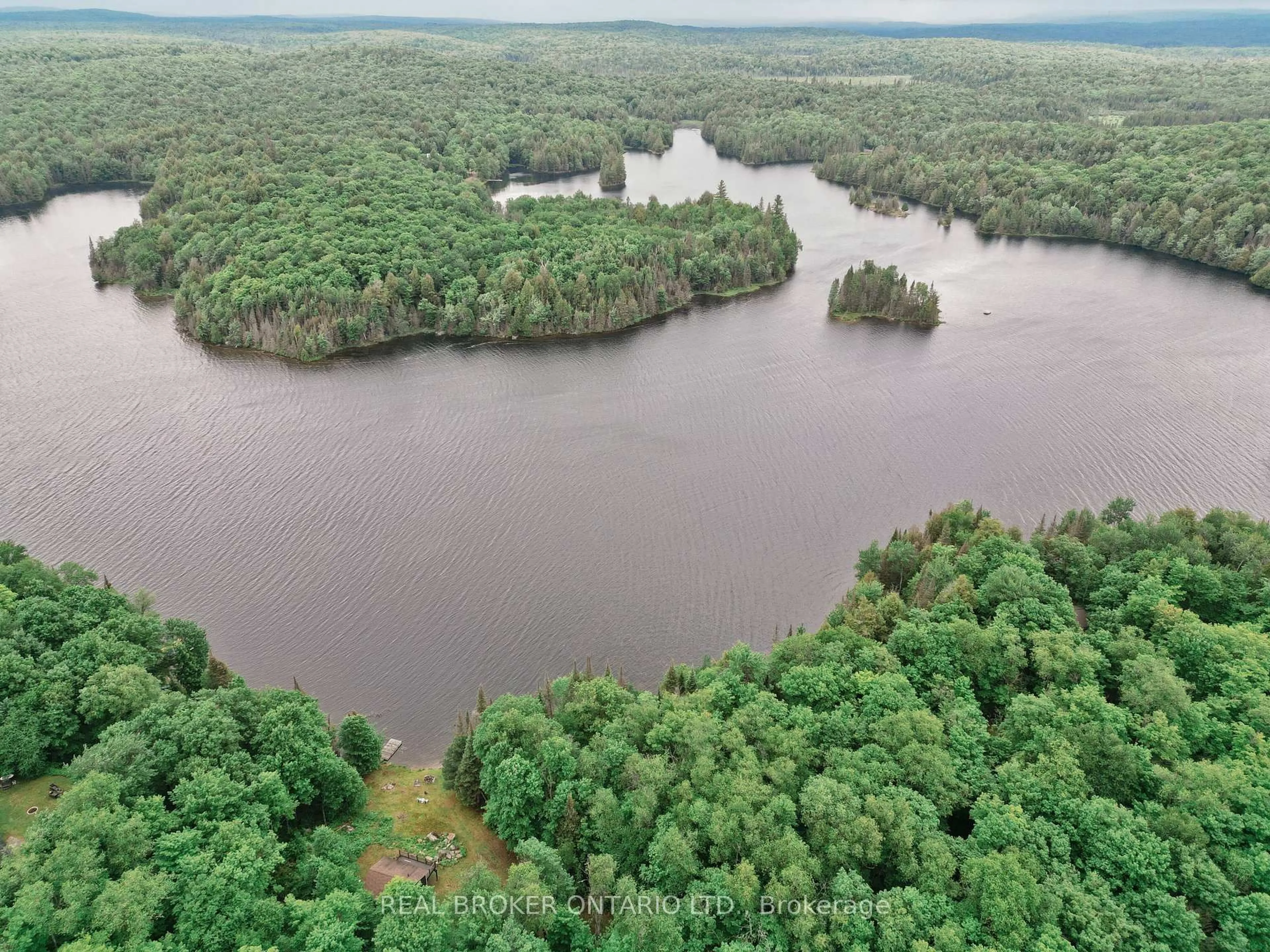 A pic from outside/outdoor area/front of a property/back of a property/a pic from drone, water/lake/river/ocean view for 41 Andy Neville Pkwy, Machar Ontario P0A 1X0