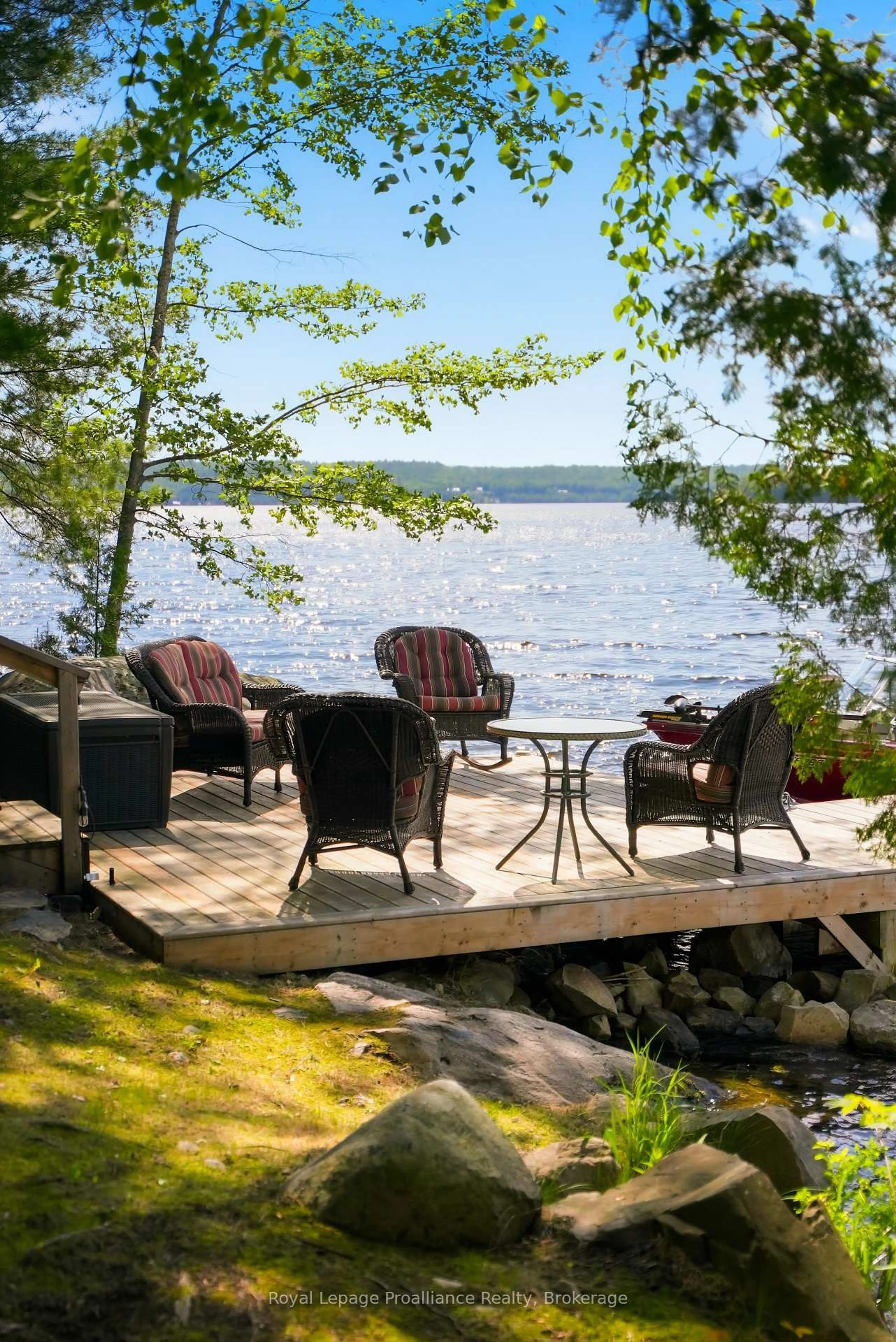 Patio, water/lake/river/ocean view for 764 Mazinaw Lake (Water Access Only), Cloyne Ontario K0H 1K0