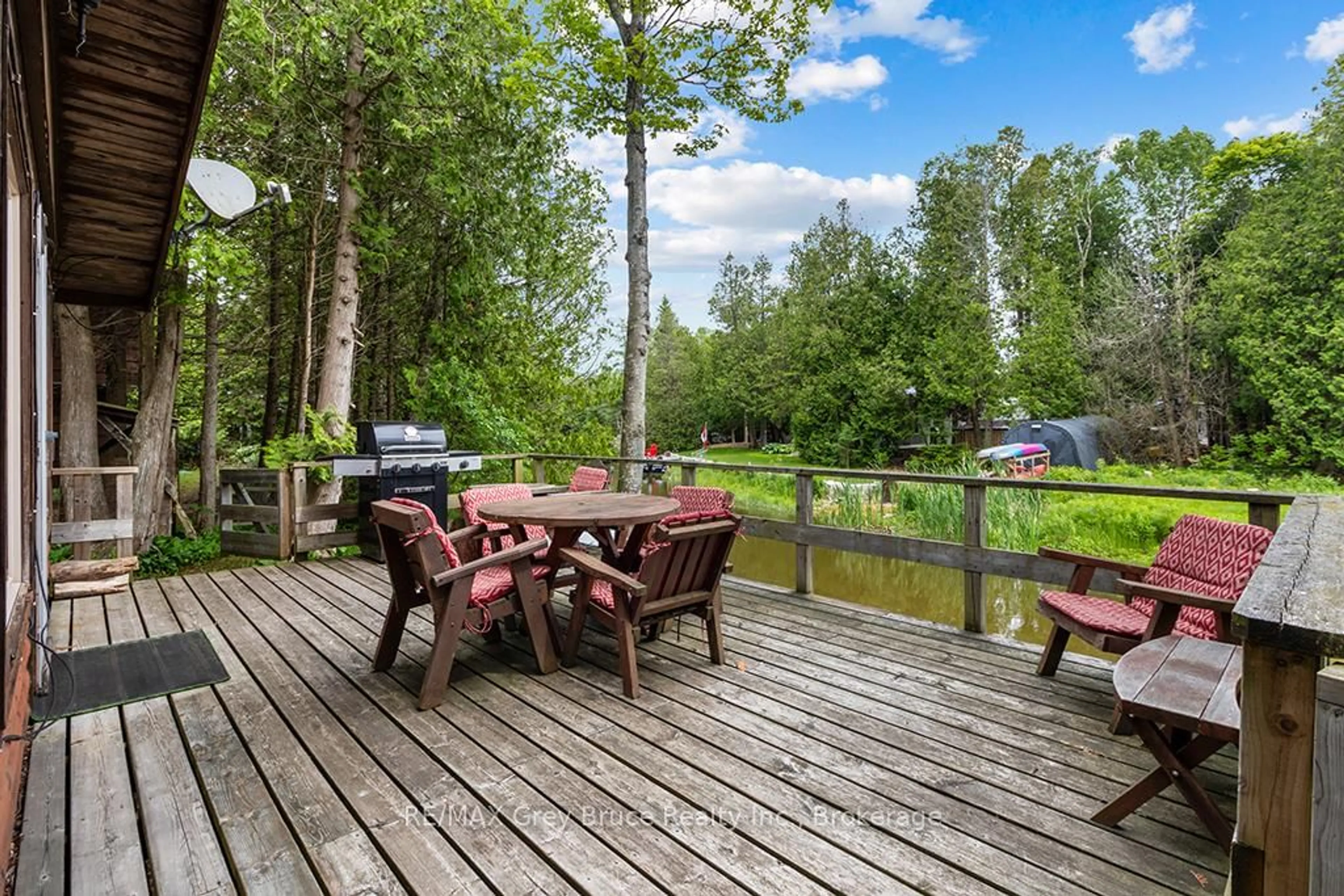 Patio, forest/trees view for 26 Bridge St, Northern Bruce Peninsula Ontario N0H 1W0