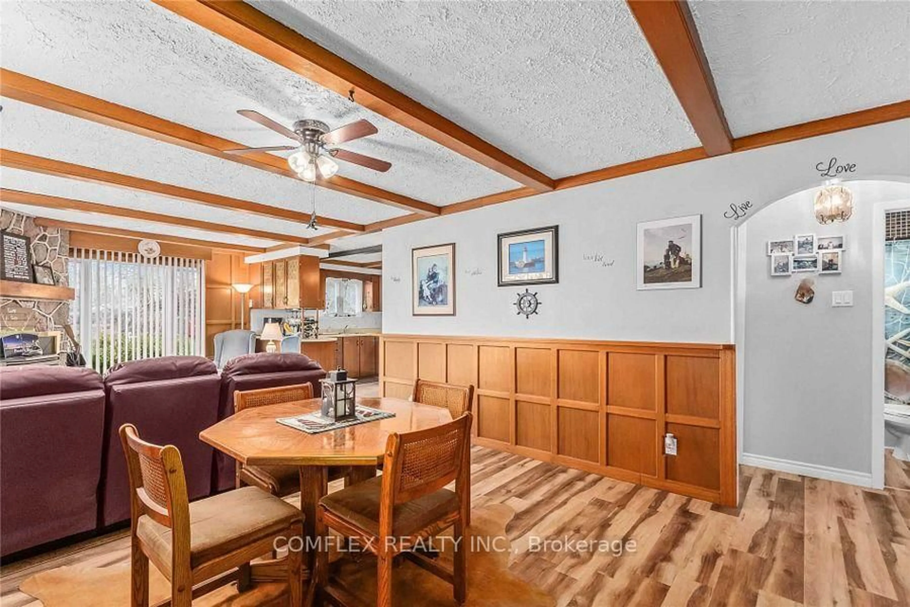 Dining room, wood/laminate floor for 1982 Pigeon Lake Rd, Kawartha Lakes Ontario K9V 4R5