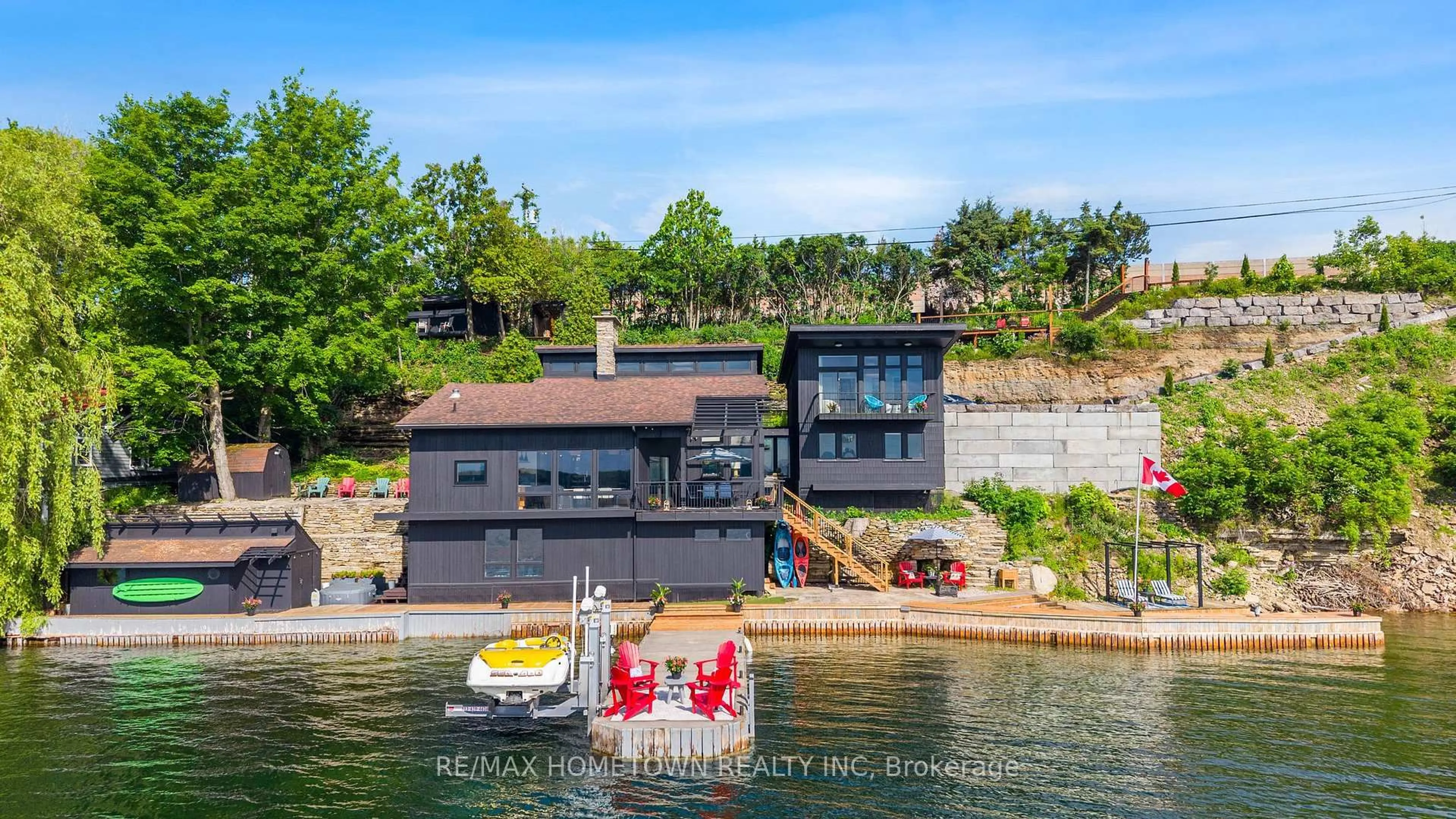 A pic from outside/outdoor area/front of a property/back of a property/a pic from drone, water/lake/river/ocean view for 205 Brockmere Cliff Rd, Elizabethtown-Kitley Ontario K6V 5T3