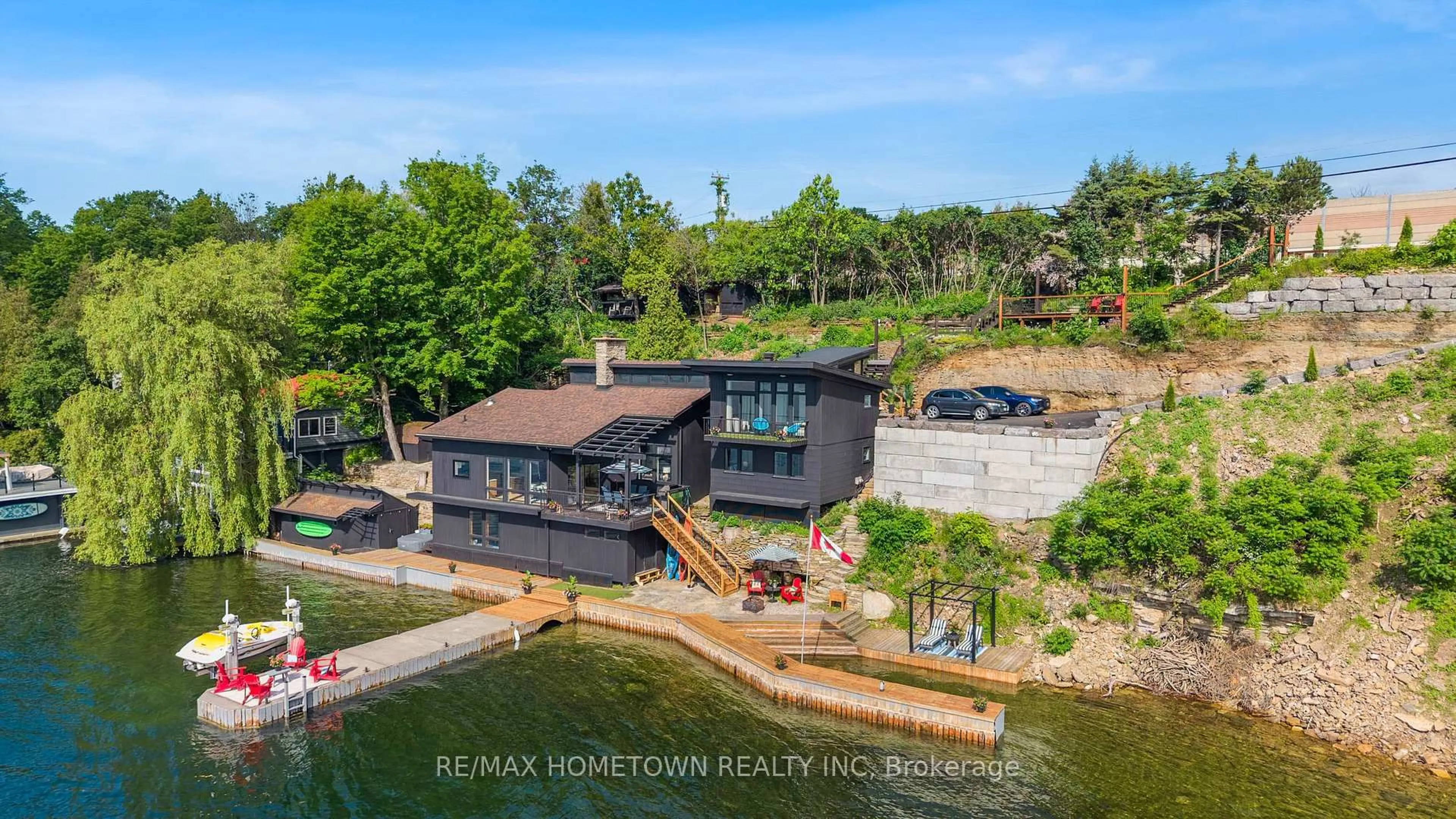 A pic from outside/outdoor area/front of a property/back of a property/a pic from drone, water/lake/river/ocean view for 205 Brockmere Cliff Rd, Elizabethtown-Kitley Ontario K6V 5T3