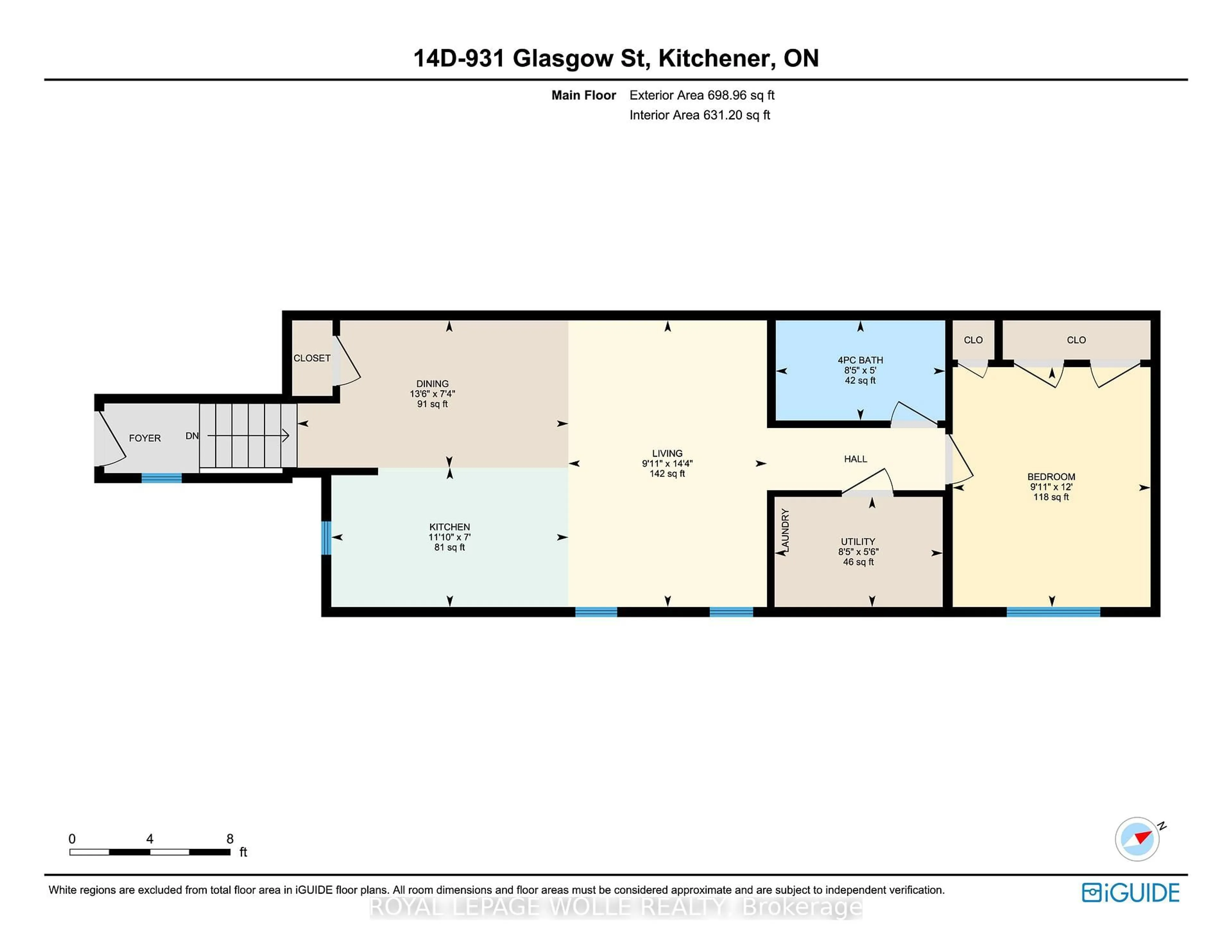 Floor plan for 931 Glasgow St #14D, Kitchener Ontario N2N 0B6