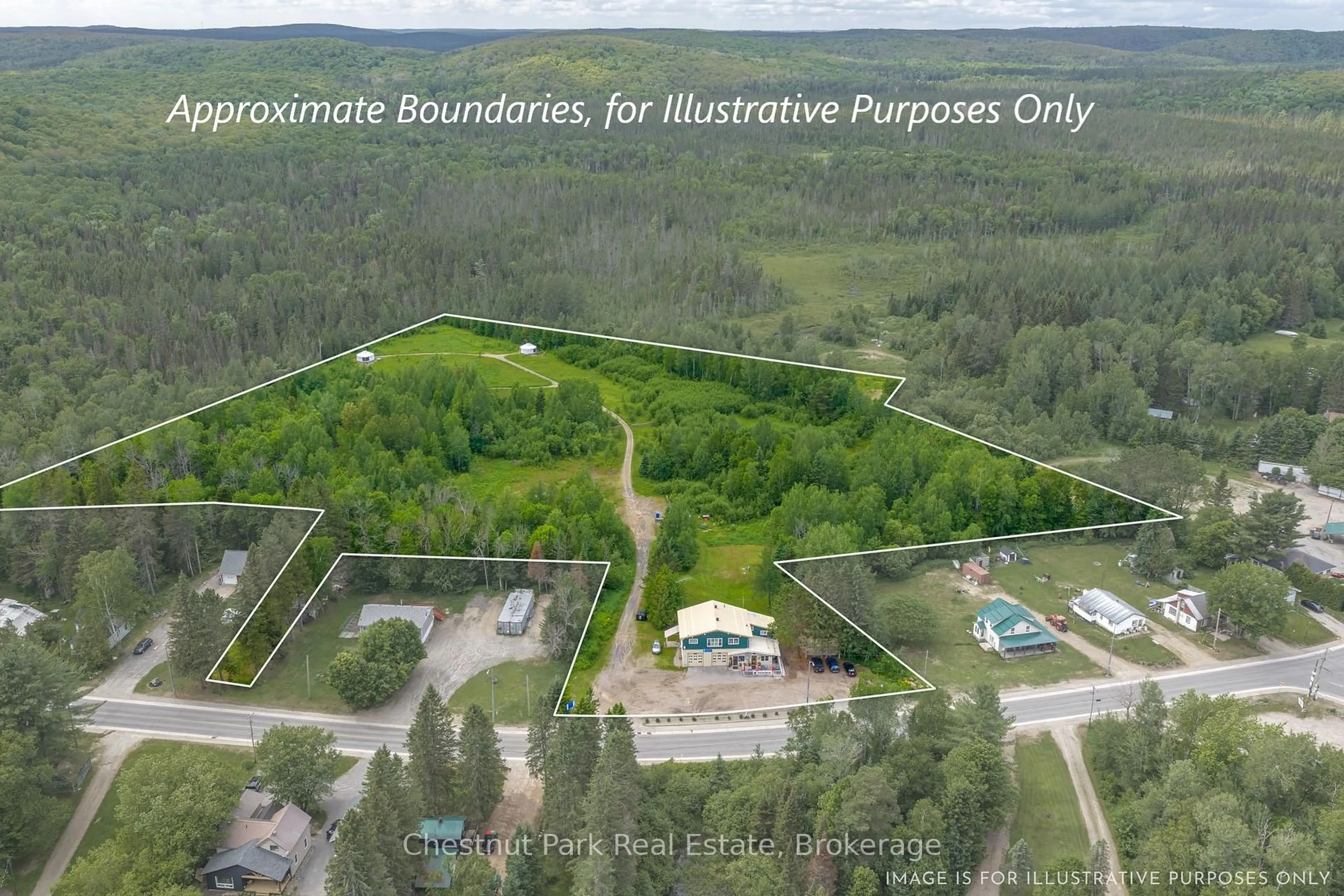 A pic from outside/outdoor area/front of a property/back of a property/a pic from drone, unknown for 1734 Highway 518 E Highway, Kearney Ontario P0A 1M0