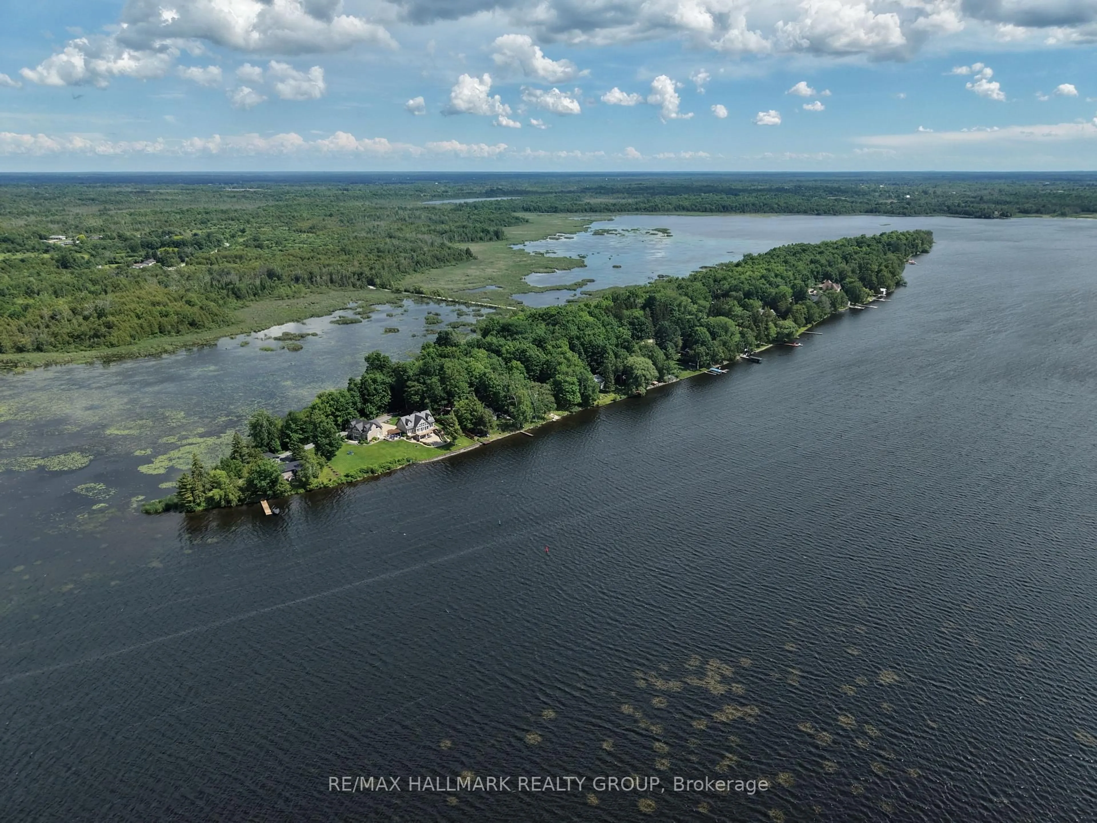 A pic from outside/outdoor area/front of a property/back of a property/a pic from drone, water/lake/river/ocean view for 6 R1 Rd, Rideau Lakes Ontario K7A 0C9