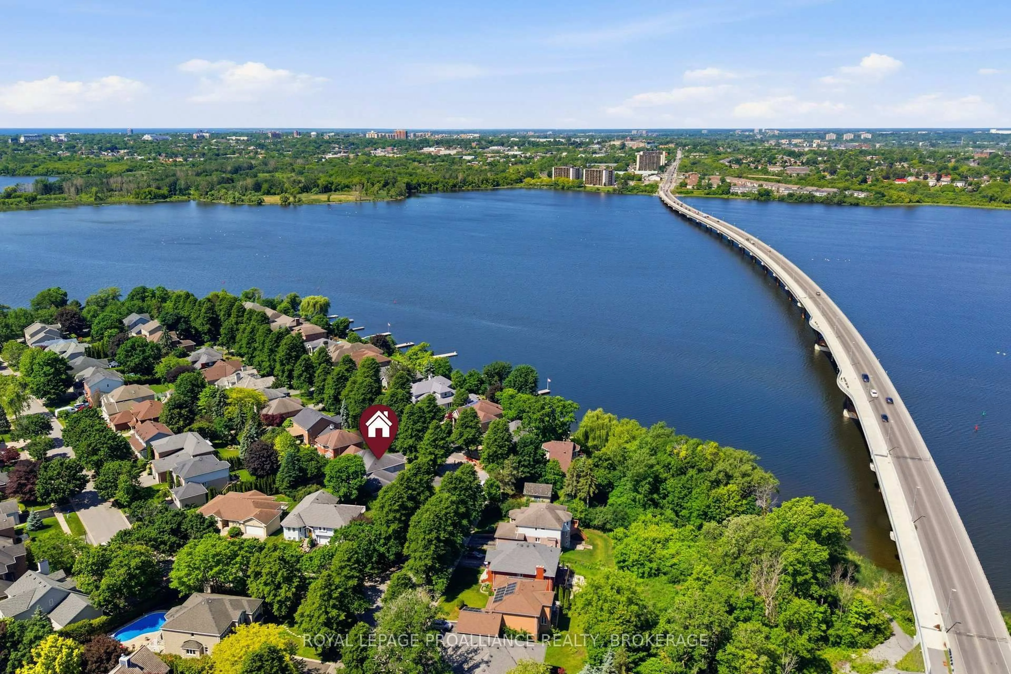 A pic from outside/outdoor area/front of a property/back of a property/a pic from drone, water/lake/river/ocean view for 81 Kenwoods Circ, Kingston Ontario K7K 6Y2