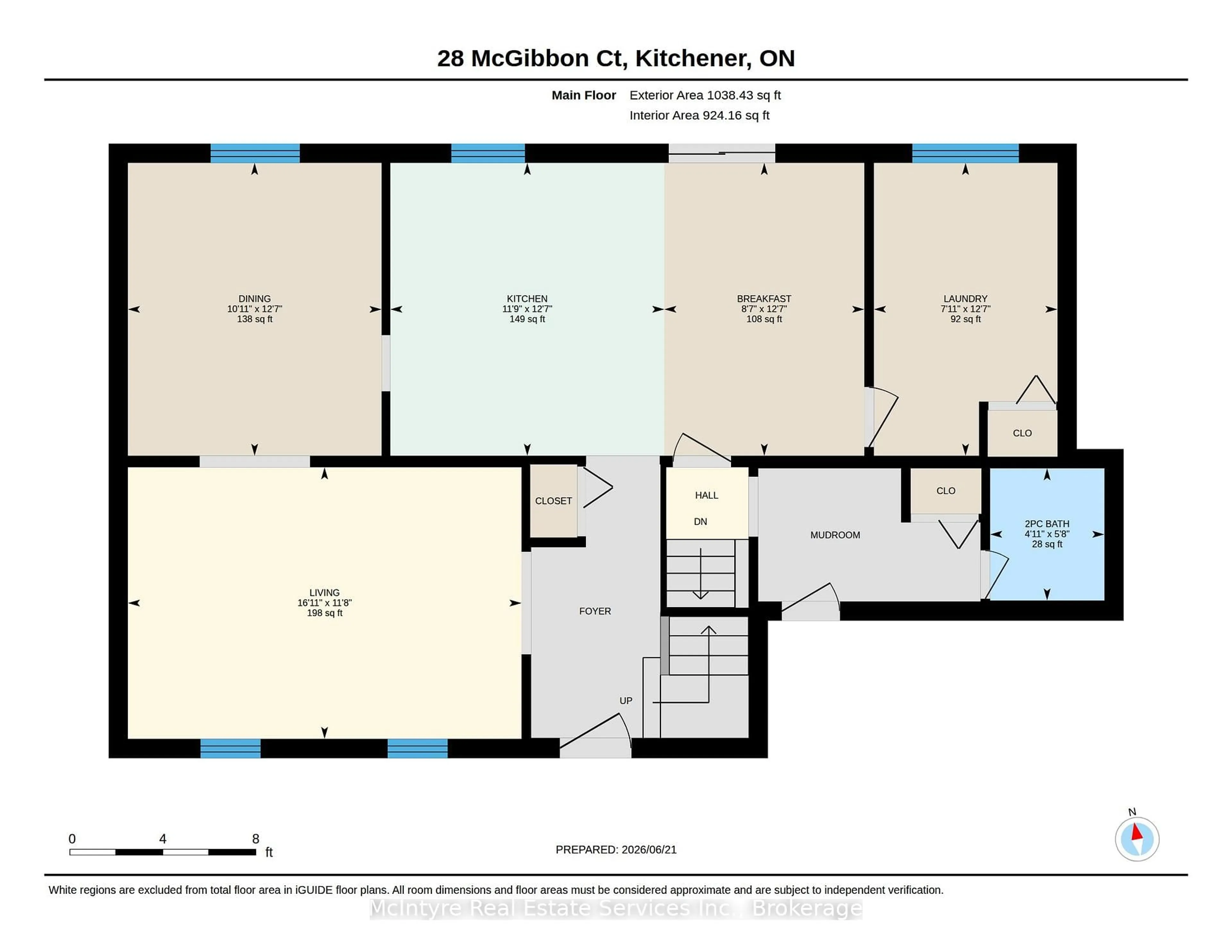 Floor plan for 28 McGibbon Crt, Kitchener Ontario N2A 3P2
