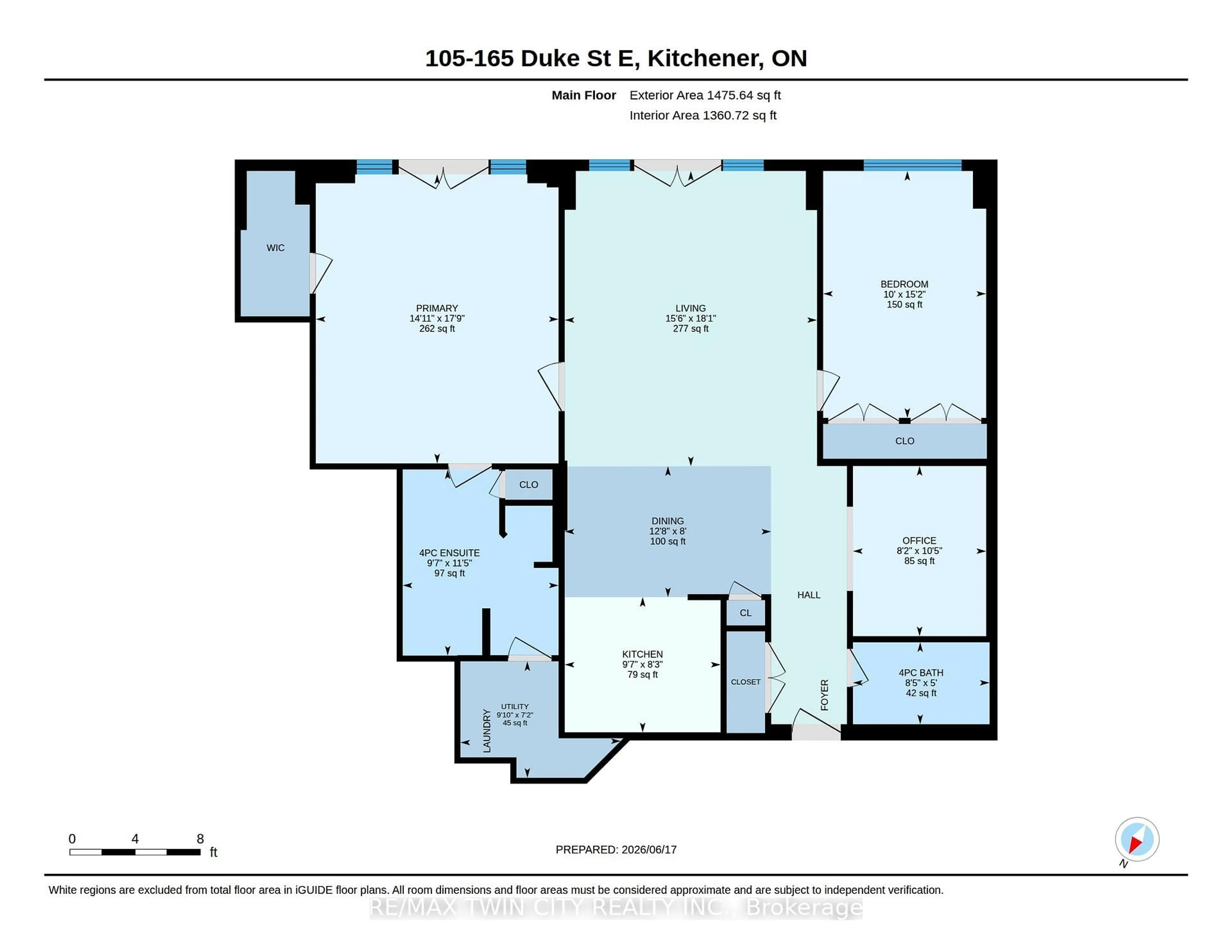 Floor plan for 165 Duke St #105, Kitchener Ontario N2H 6T8