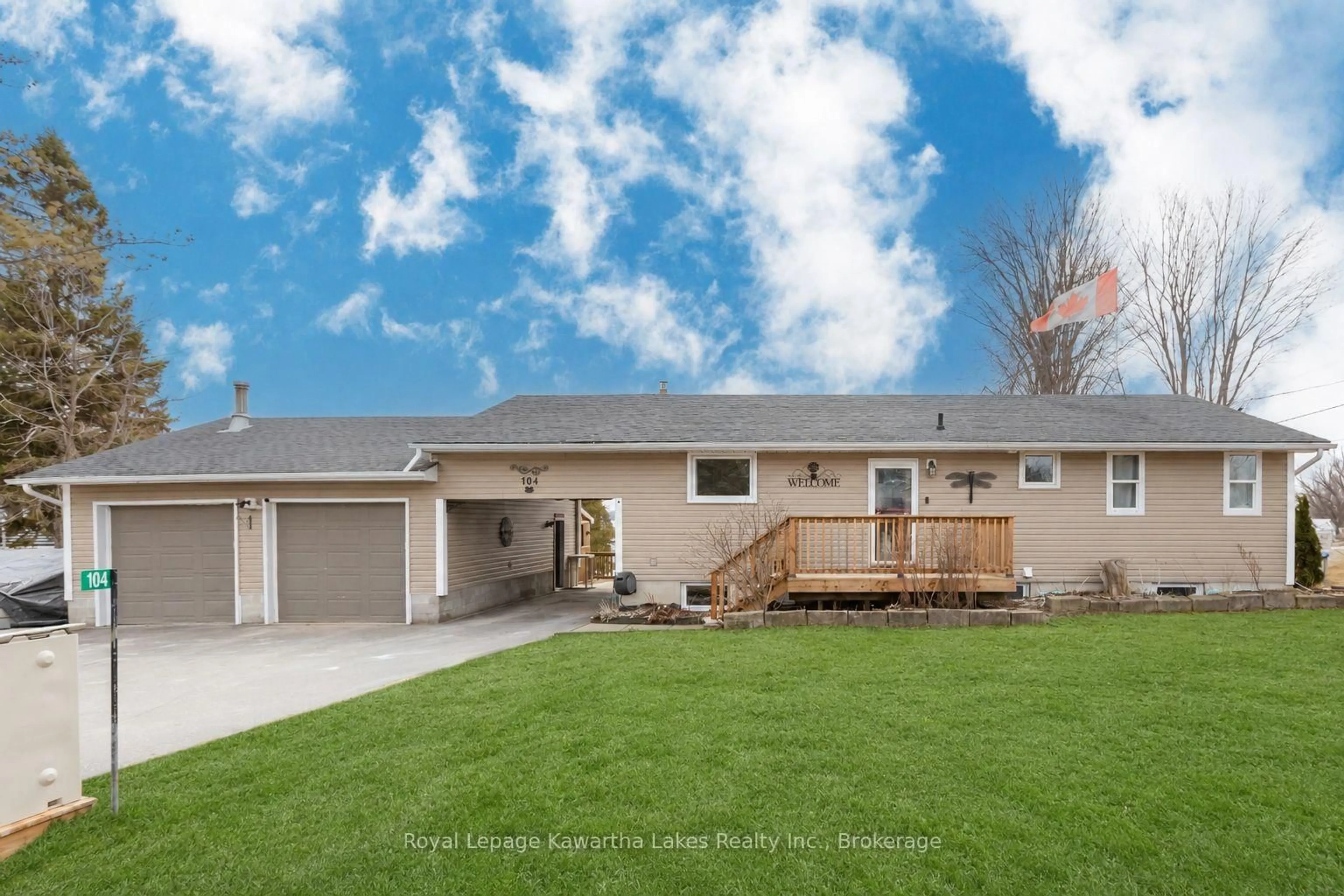 Home with vinyl exterior material, street for 104 Cameron Dr, Kawartha Lakes Ontario K0M 1G0