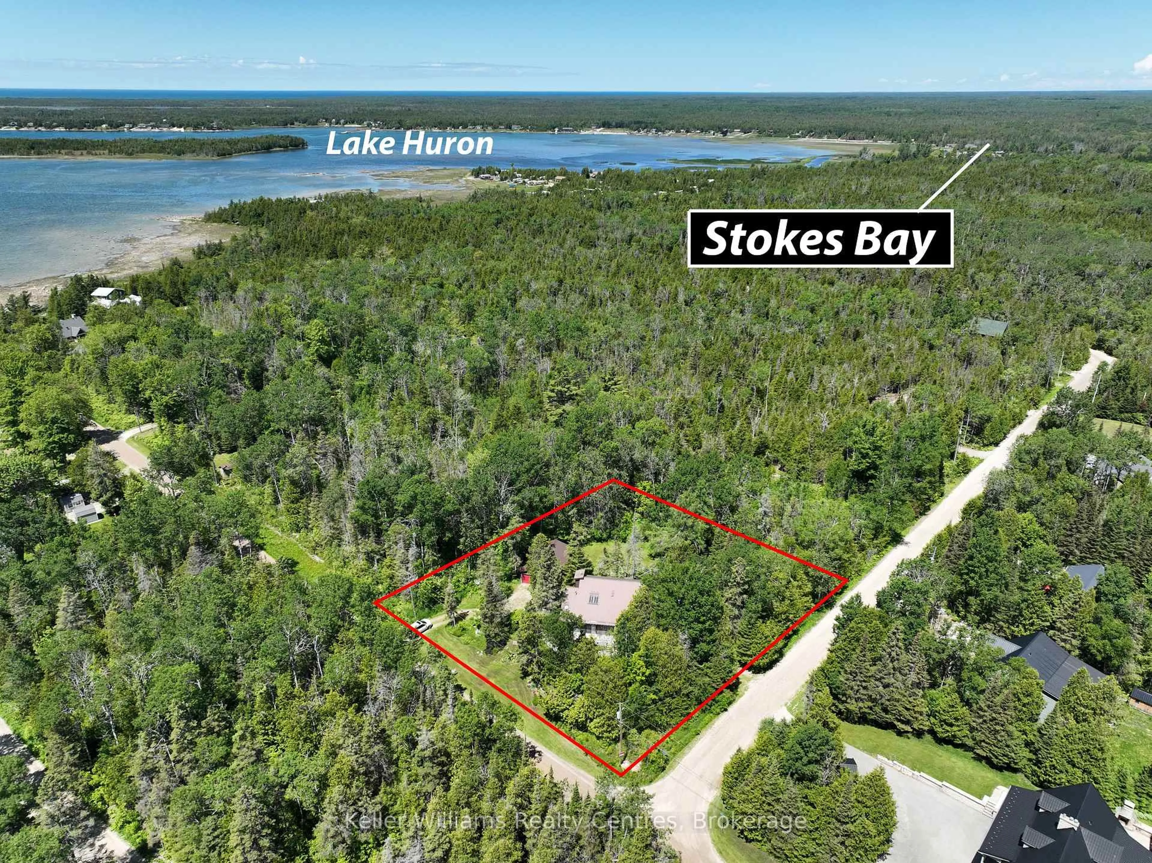 A pic from outside/outdoor area/front of a property/back of a property/a pic from drone, water/lake/river/ocean view for 20 Burgess Rd, Northern Bruce Peninsula Ontario N0H 1W0