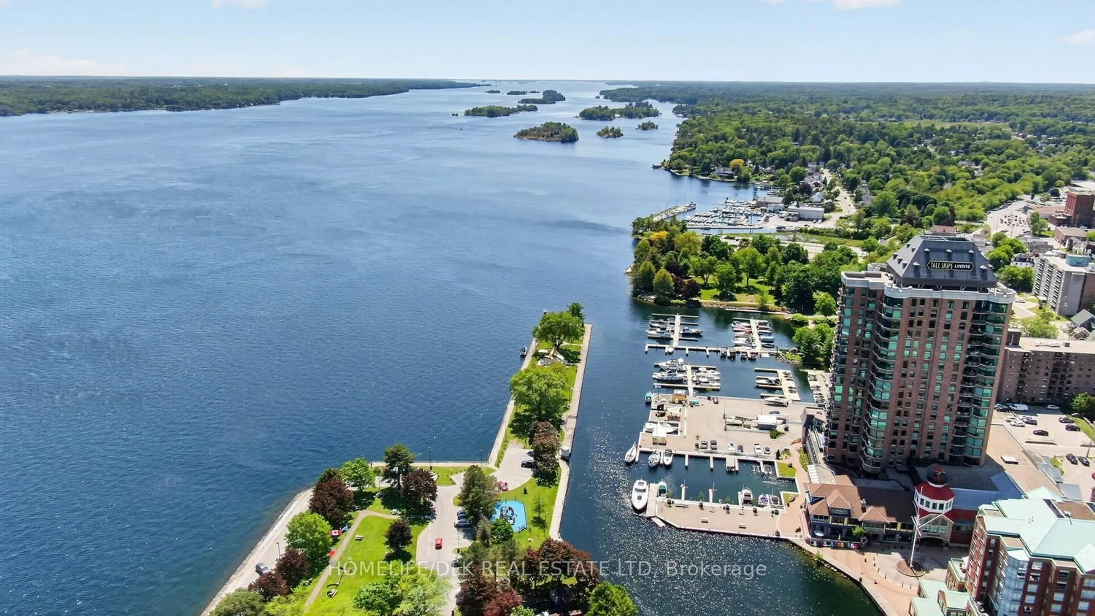 A pic from outside/outdoor area/front of a property/back of a property/a pic from drone, water/lake/river/ocean view for 15 St Andrew St #804, Brockville Ontario K6V 0B8