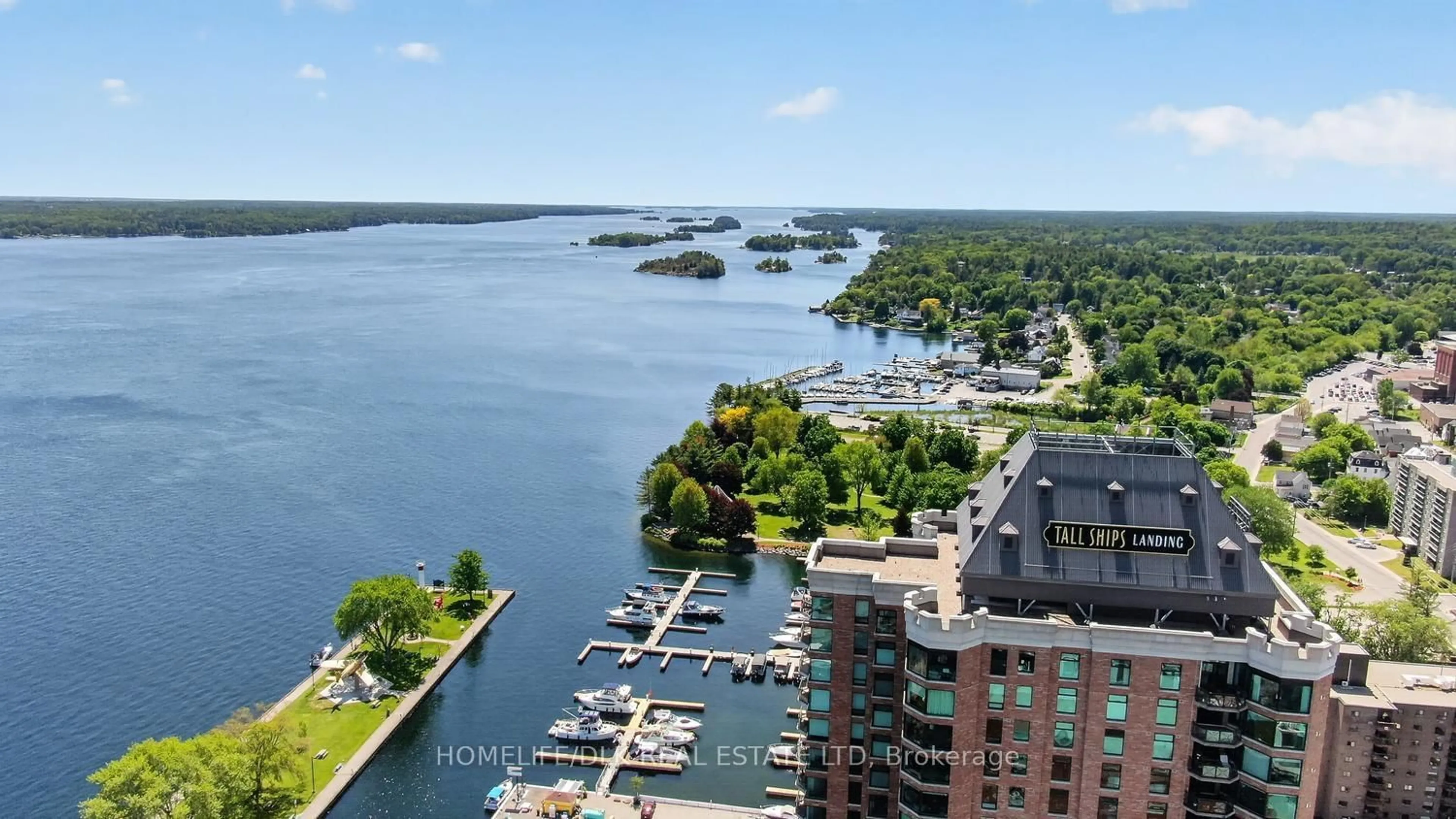 A pic from outside/outdoor area/front of a property/back of a property/a pic from drone, water/lake/river/ocean view for 15 St Andrew St #804, Brockville Ontario K6V 0B8