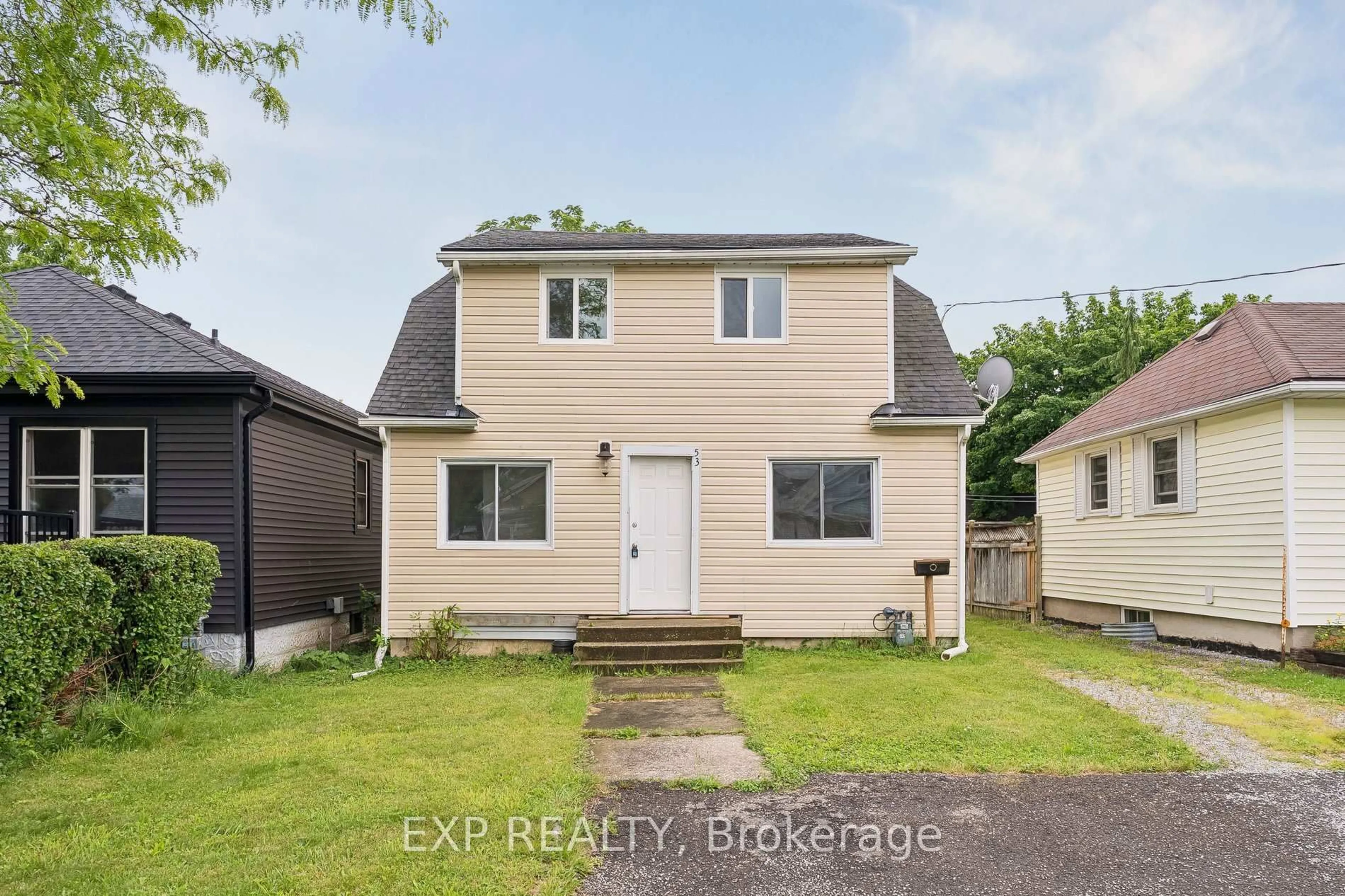 A pic from outside/outdoor area/front of a property/back of a property/a pic from drone, street for 53 Kinsey St, St. Catharines Ontario L2S 1E2