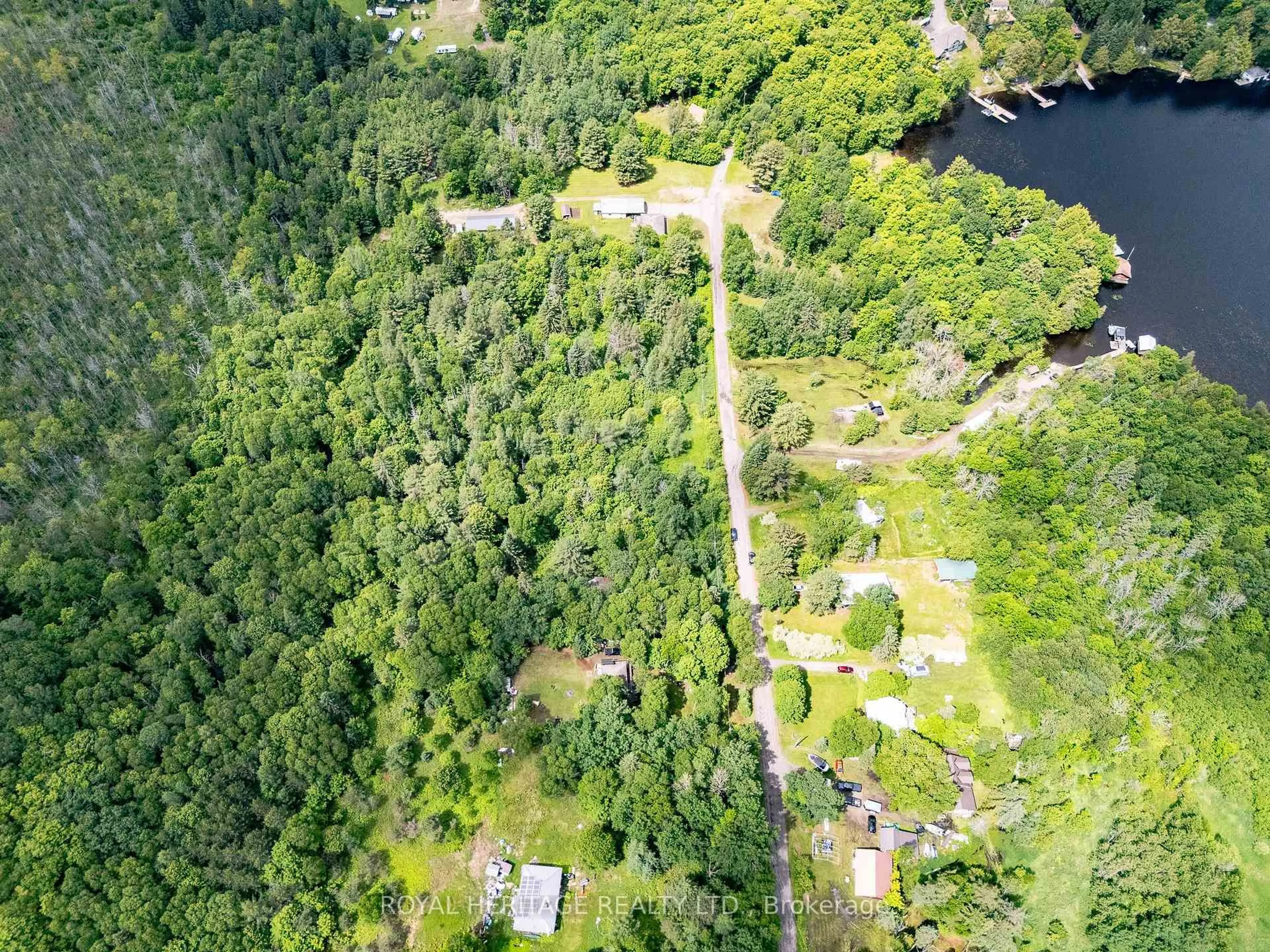 A pic from outside/outdoor area/front of a property/back of a property/a pic from drone, forest/trees view for 34 Gordon Point Rd, Magnetawan Ontario P0A 1P0
