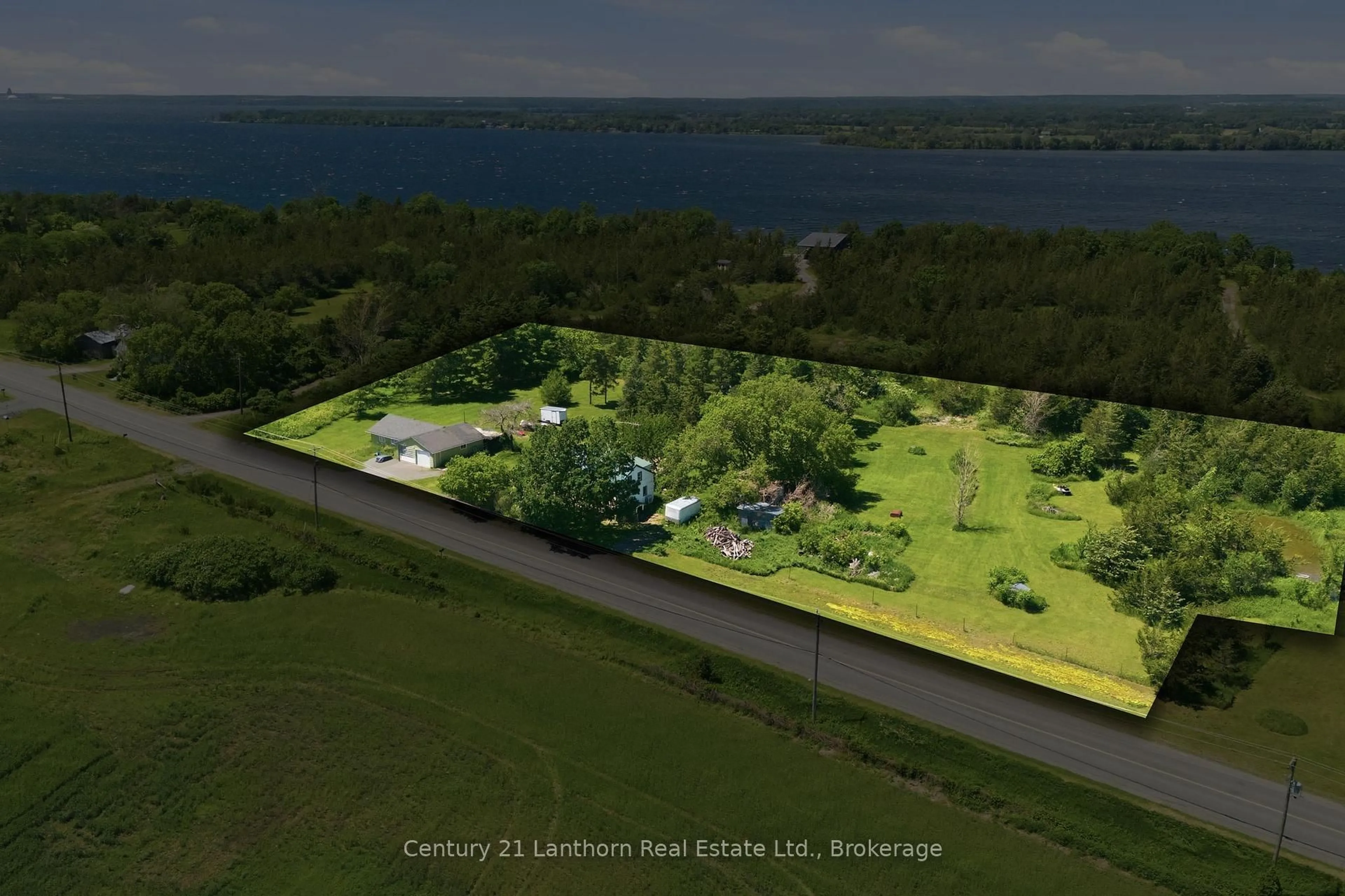 A pic from outside/outdoor area/front of a property/back of a property/a pic from drone, water/lake/river/ocean view for 1247 County 7 Rd, Prince Edward County Ontario K0K 2T0