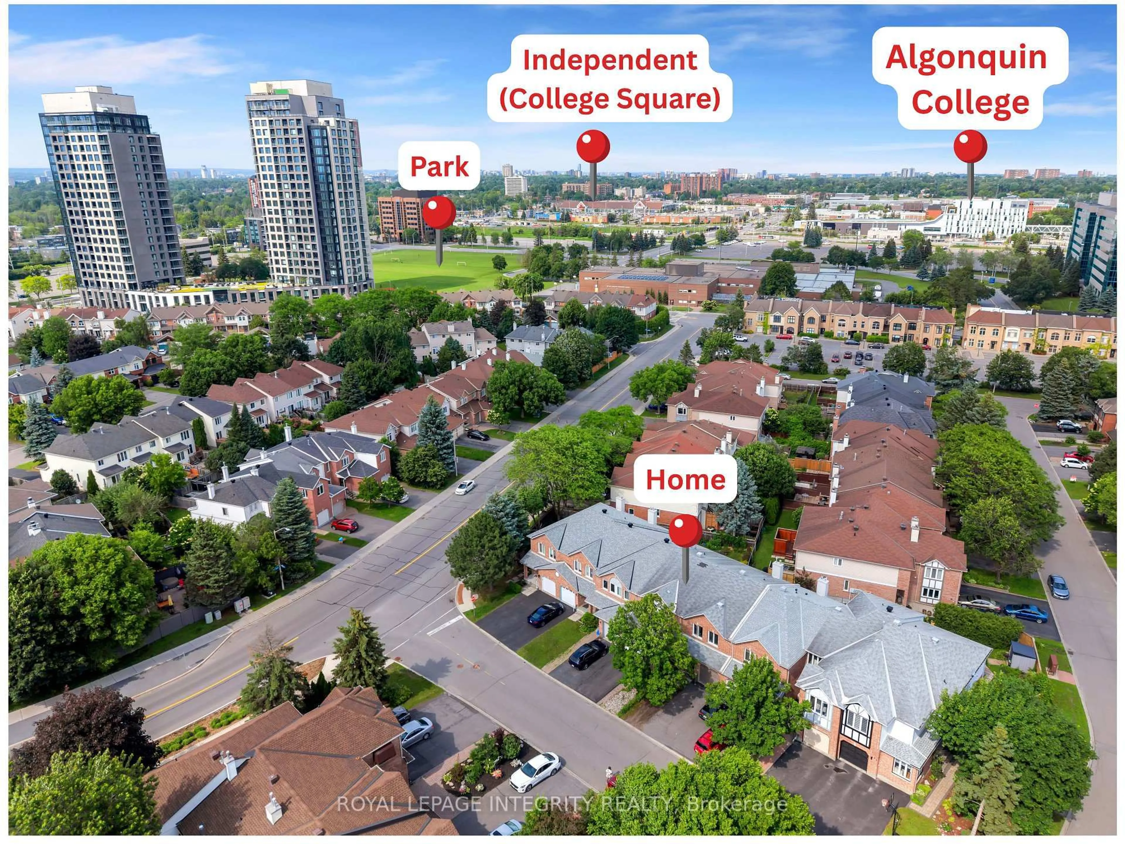 A pic from outside/outdoor area/front of a property/back of a property/a pic from drone, city buildings view from balcony for 7 Westpointe Cres, Ottawa Ontario K2G 5Z1