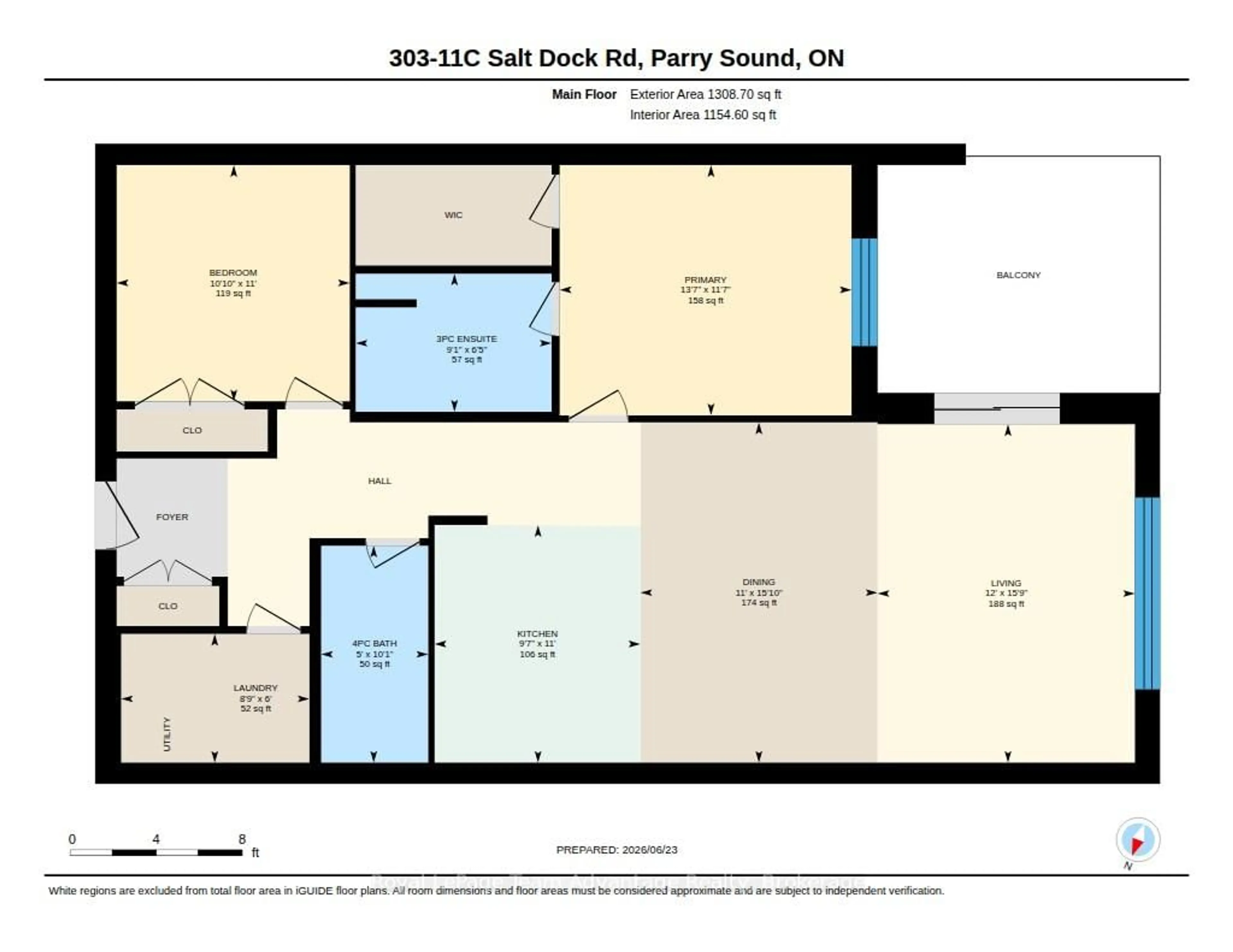 Floor plan for 11C Salt Dock Rd #303, Parry Sound Ontario P2A 2W9