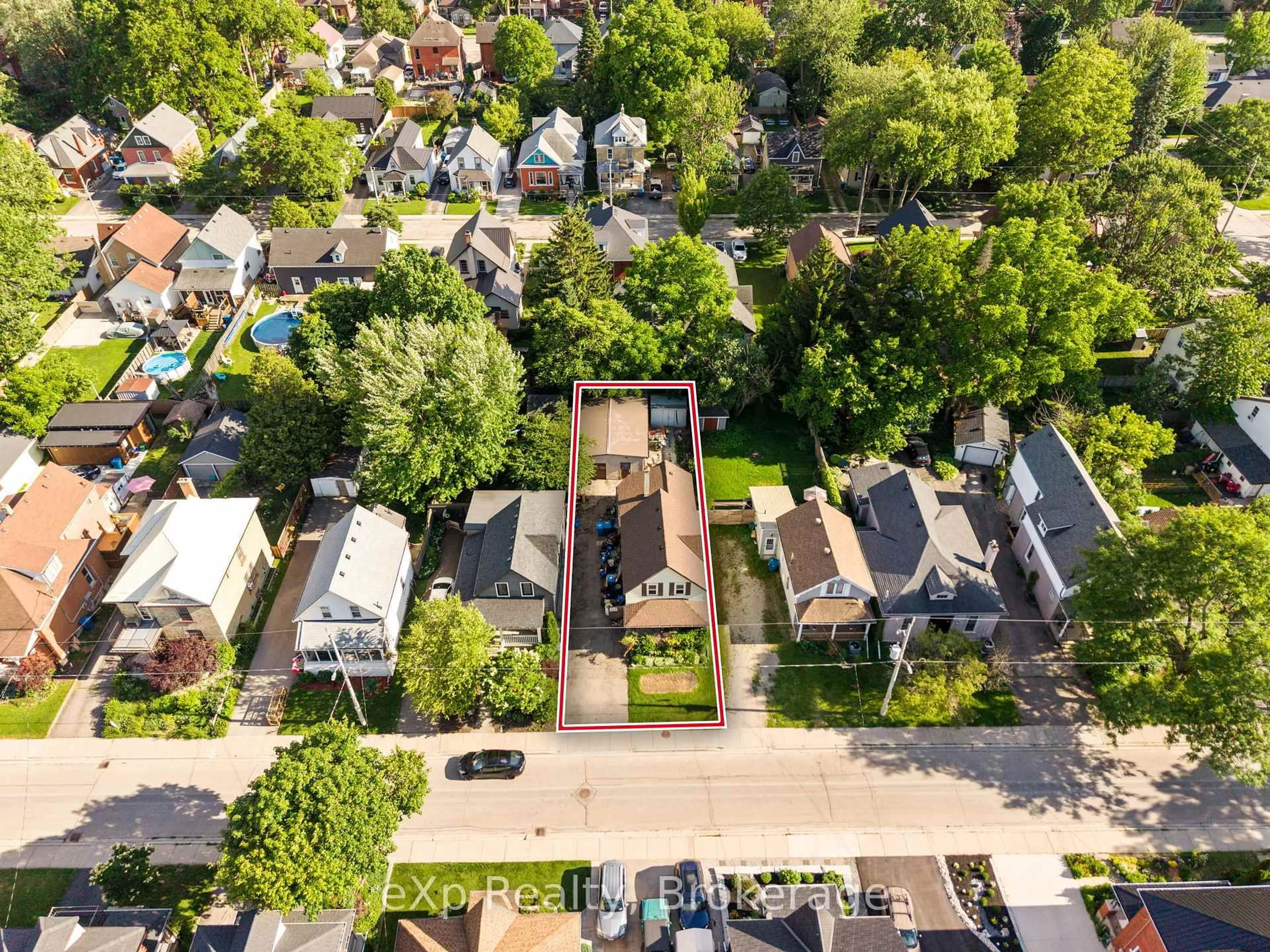 A pic from outside/outdoor area/front of a property/back of a property/a pic from drone, street for 99 Rebecca St, Stratford Ontario N5A 3P4