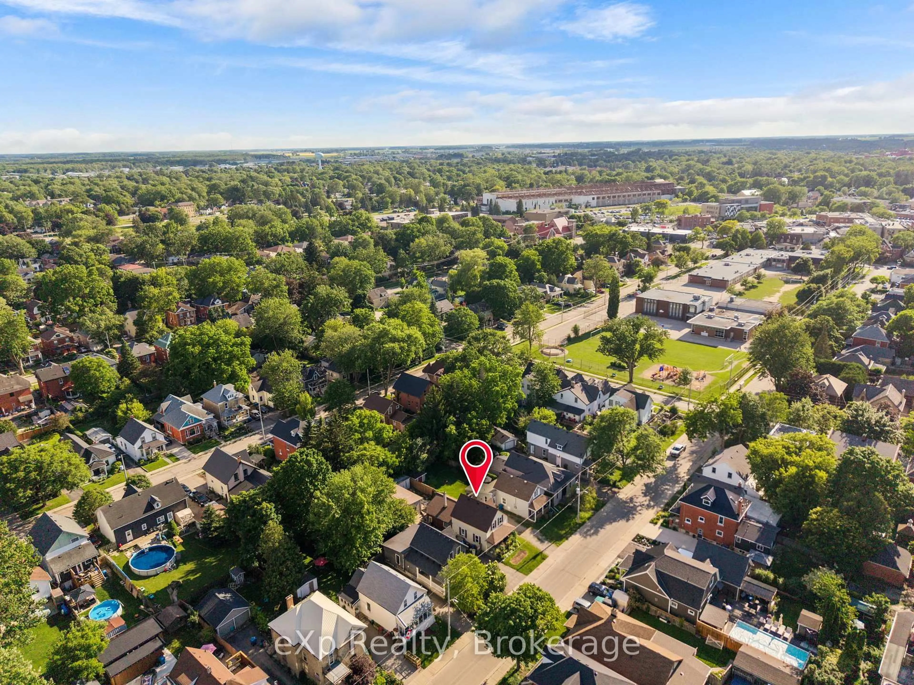 A pic from outside/outdoor area/front of a property/back of a property/a pic from drone, street for 99 Rebecca St, Stratford Ontario N5A 3P4