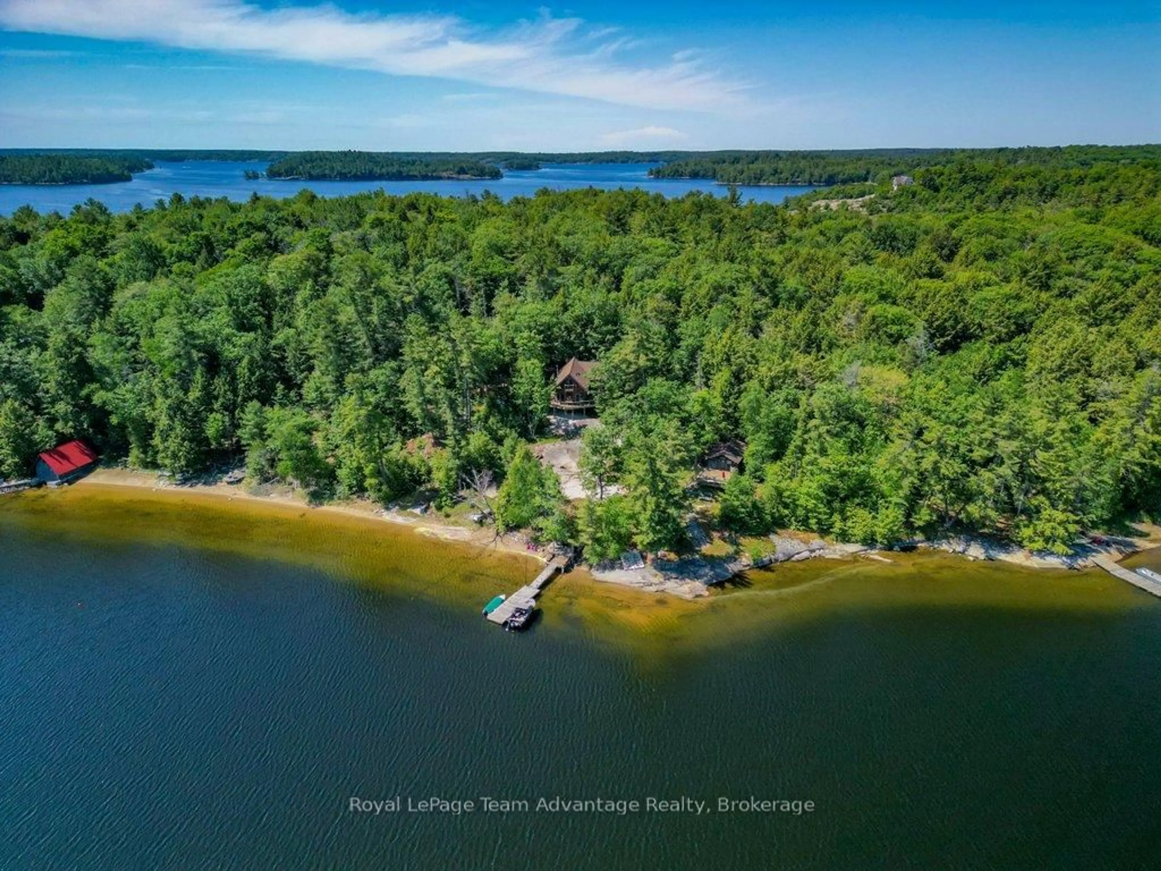 A pic from outside/outdoor area/front of a property/back of a property/a pic from drone, water/lake/river/ocean view for 3 Island 19C, Carling Ontario P0G 1G0