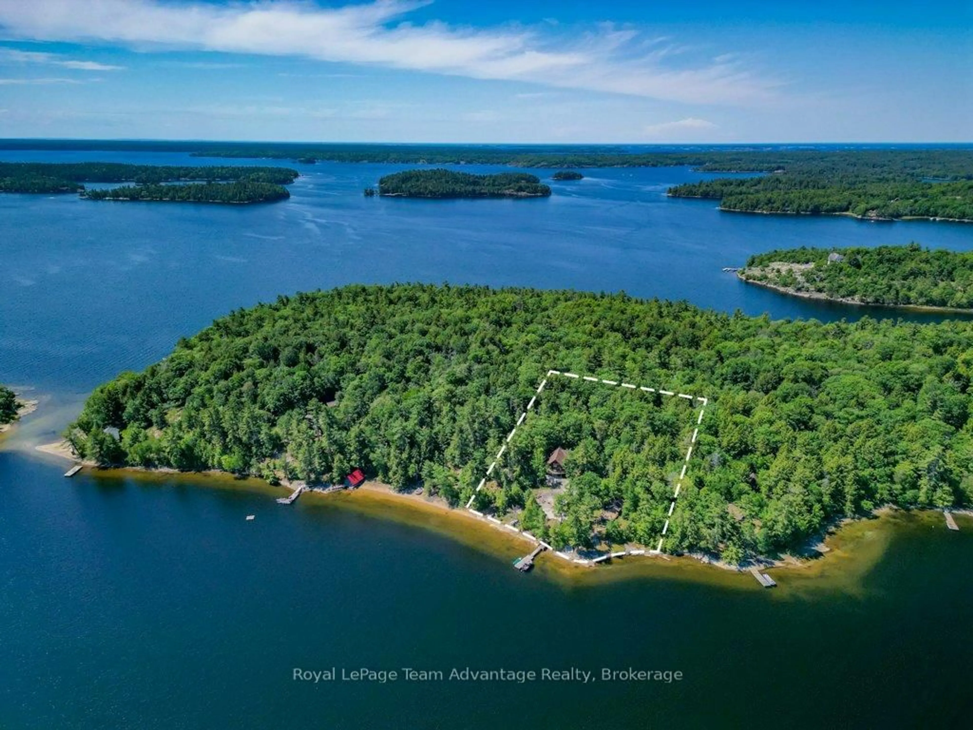 A pic from outside/outdoor area/front of a property/back of a property/a pic from drone, water/lake/river/ocean view for 3 Island 19C, Carling Ontario P0G 1G0