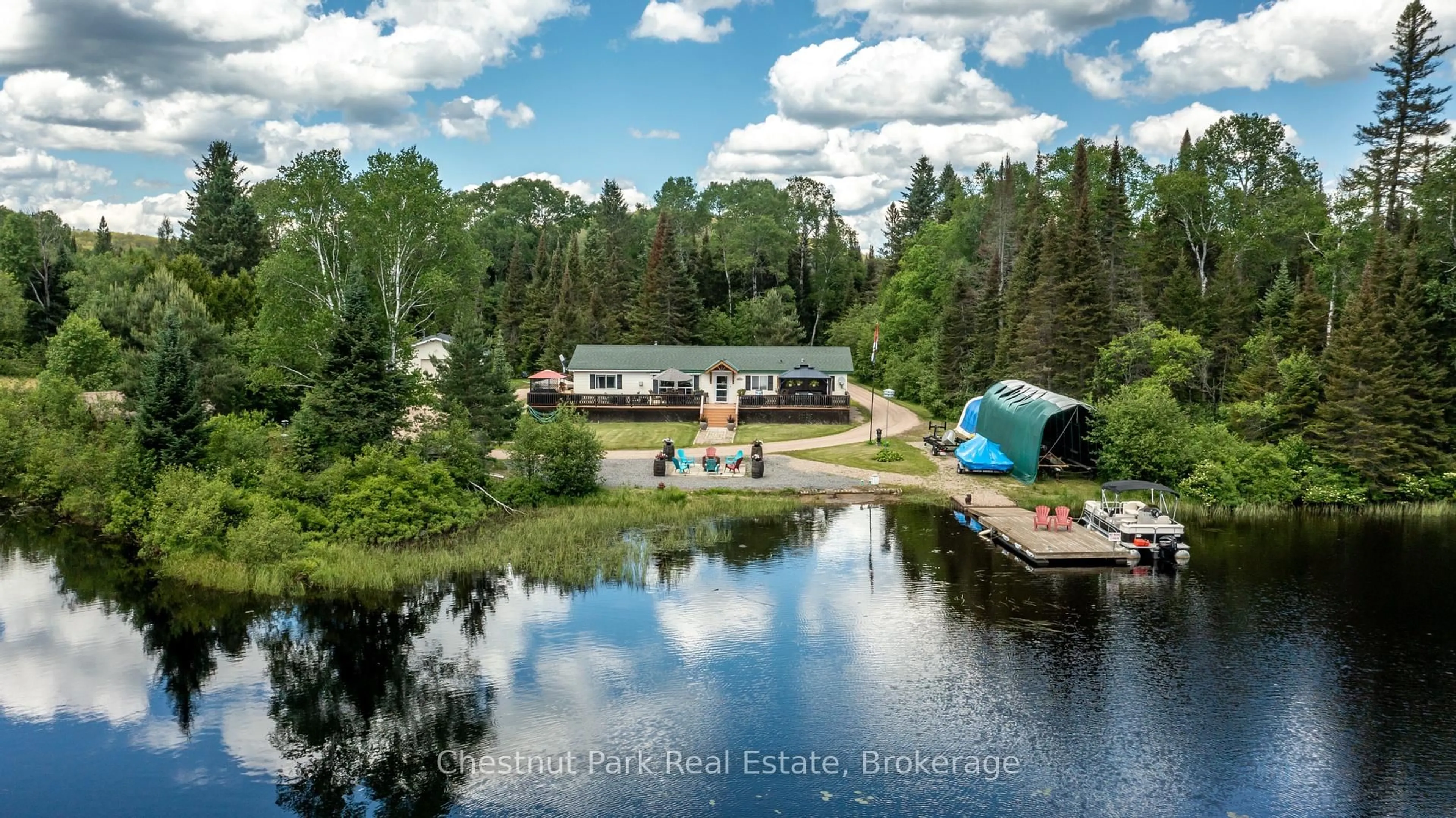 A pic from outside/outdoor area/front of a property/back of a property/a pic from drone, water/lake/river/ocean view for 37 Rose Dr, Kearney Ontario P0A 1M0