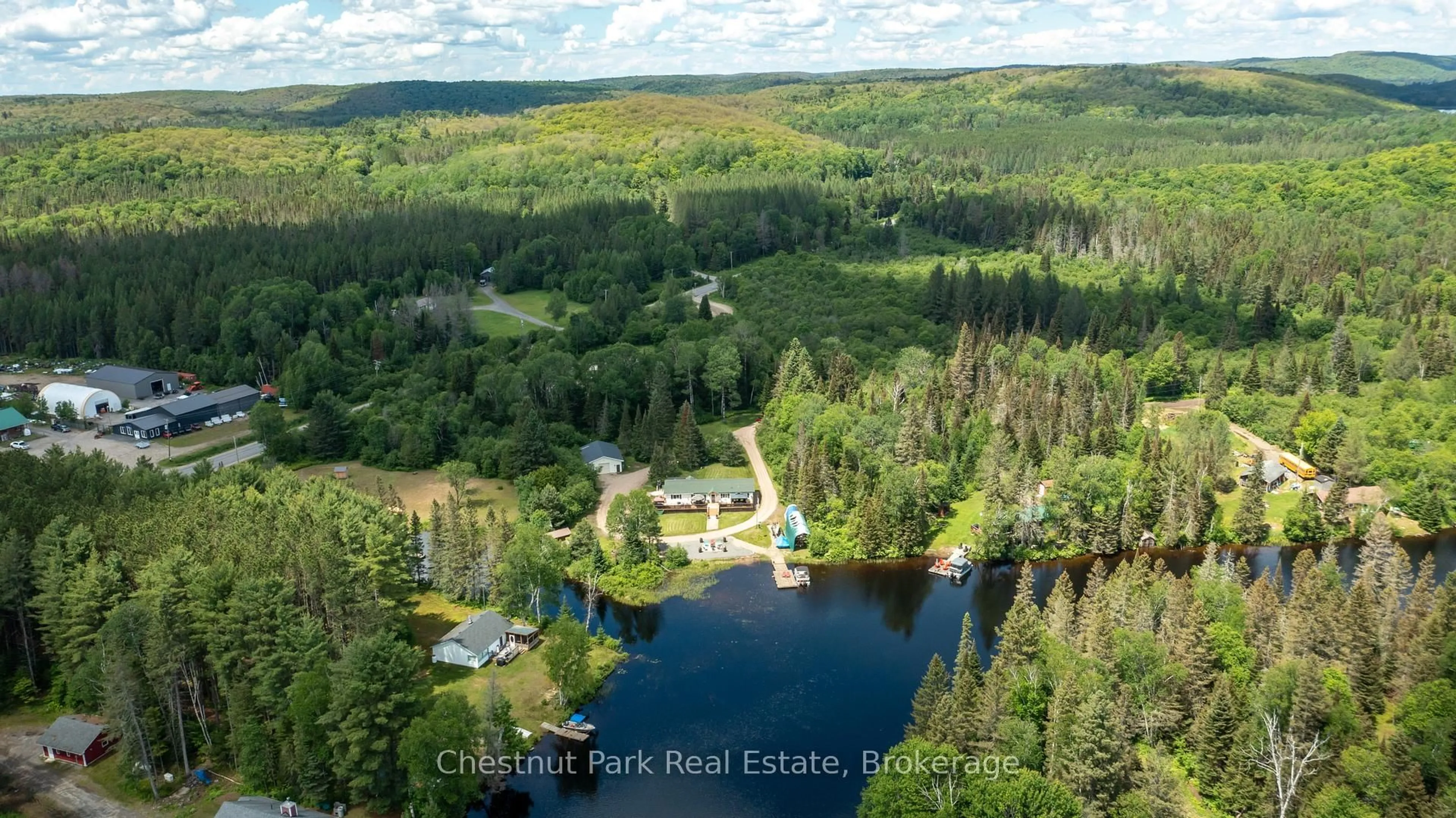A pic from outside/outdoor area/front of a property/back of a property/a pic from drone, water/lake/river/ocean view for 37 Rose Dr, Kearney Ontario P0A 1M0