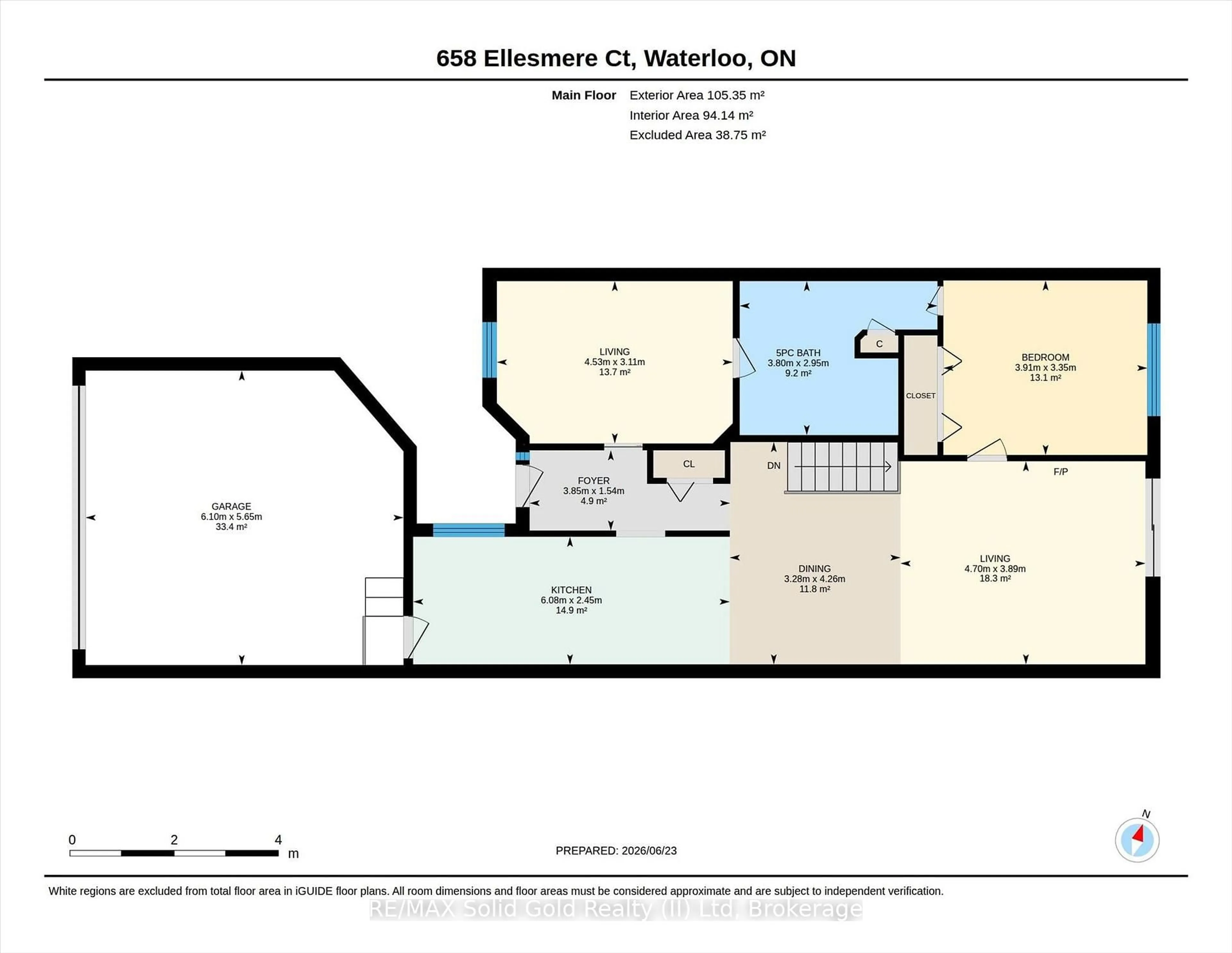 Floor plan for 658 Ellesmere Crt, Waterloo Ontario N2V 2H4