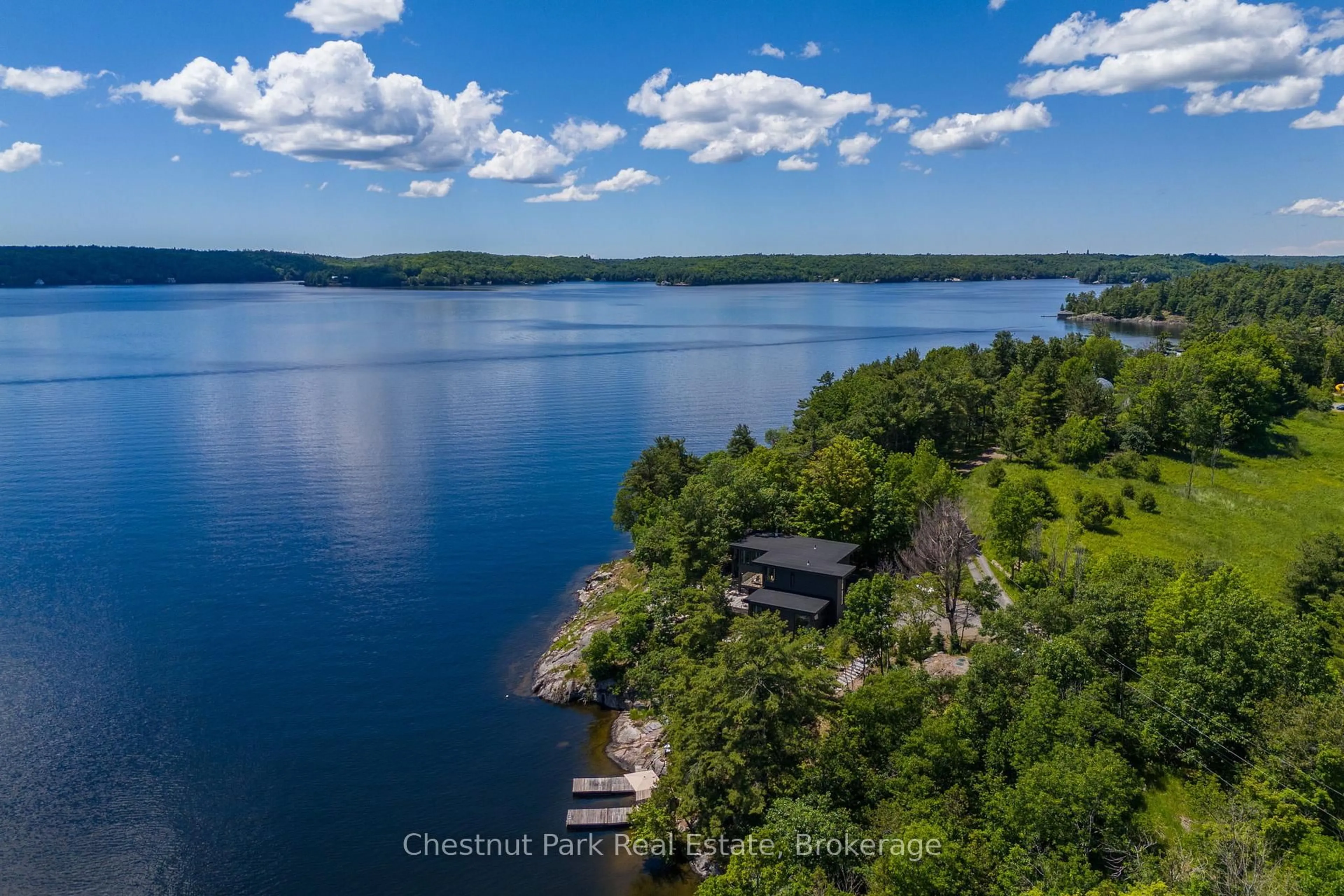 A pic from outside/outdoor area/front of a property/back of a property/a pic from drone, water/lake/river/ocean view for 1330 Road 2 Rd #17, Muskoka Lakes Ontario N9Y 2E4