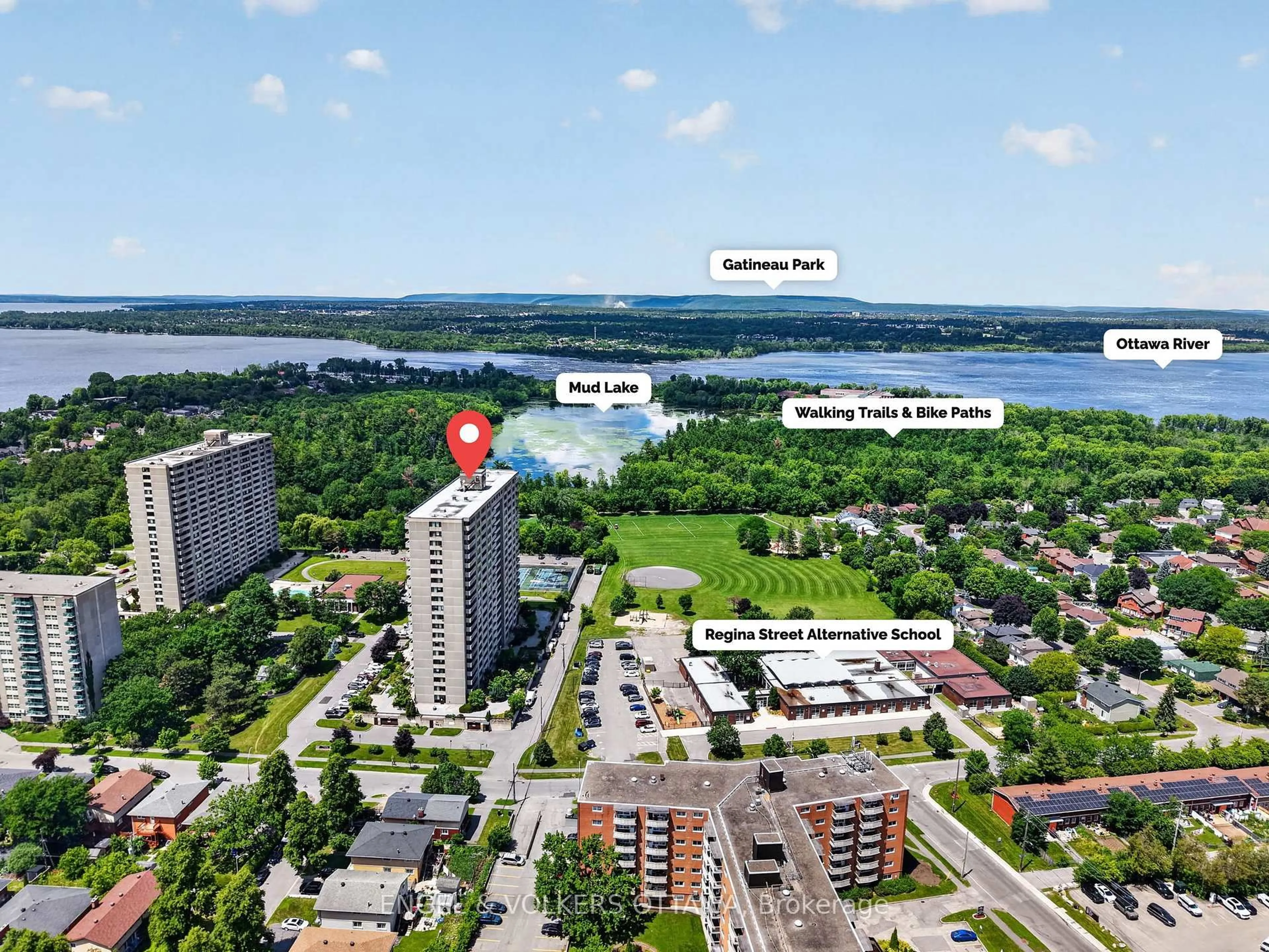 A pic from outside/outdoor area/front of a property/back of a property/a pic from drone, water/lake/river/ocean view for 2625 Regina St #1102, Ottawa Ontario K2B 5W8