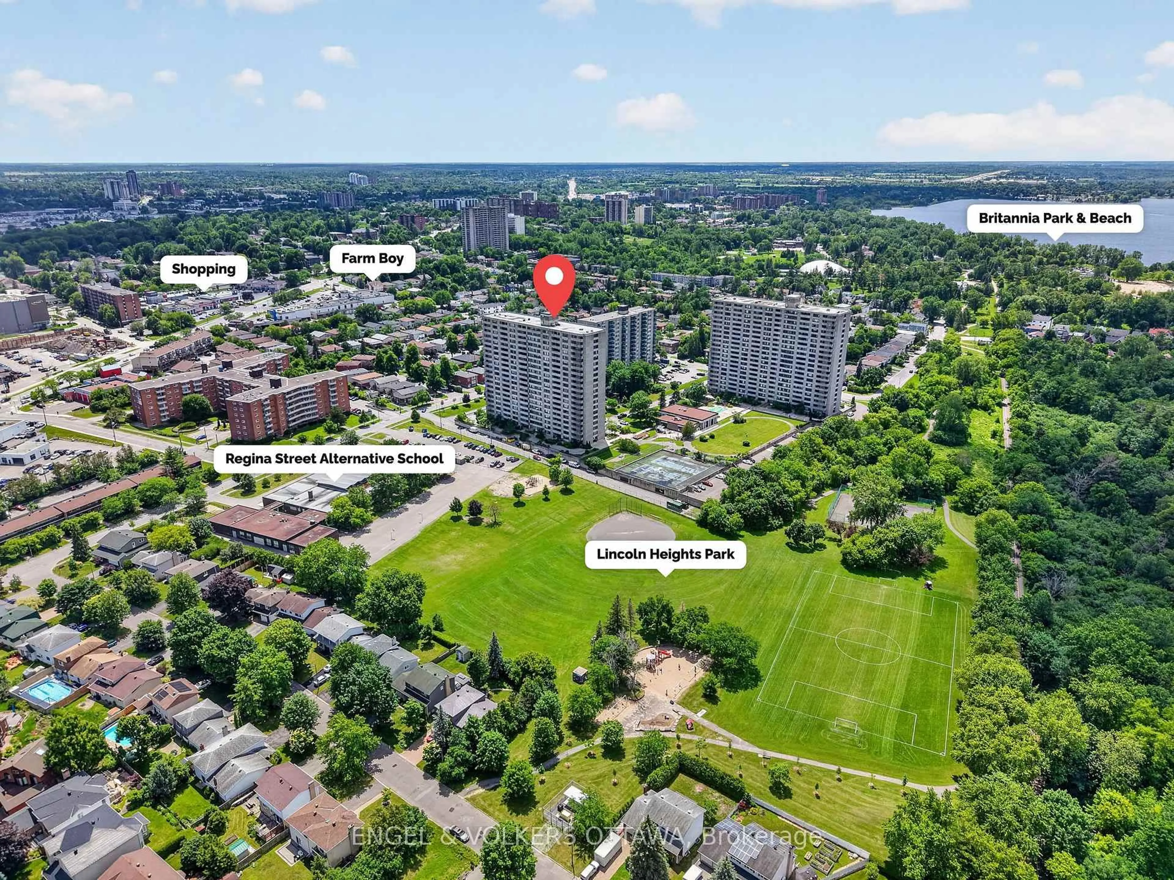 A pic from outside/outdoor area/front of a property/back of a property/a pic from drone, city buildings view from balcony for 2625 Regina St #1102, Ottawa Ontario K2B 5W8
