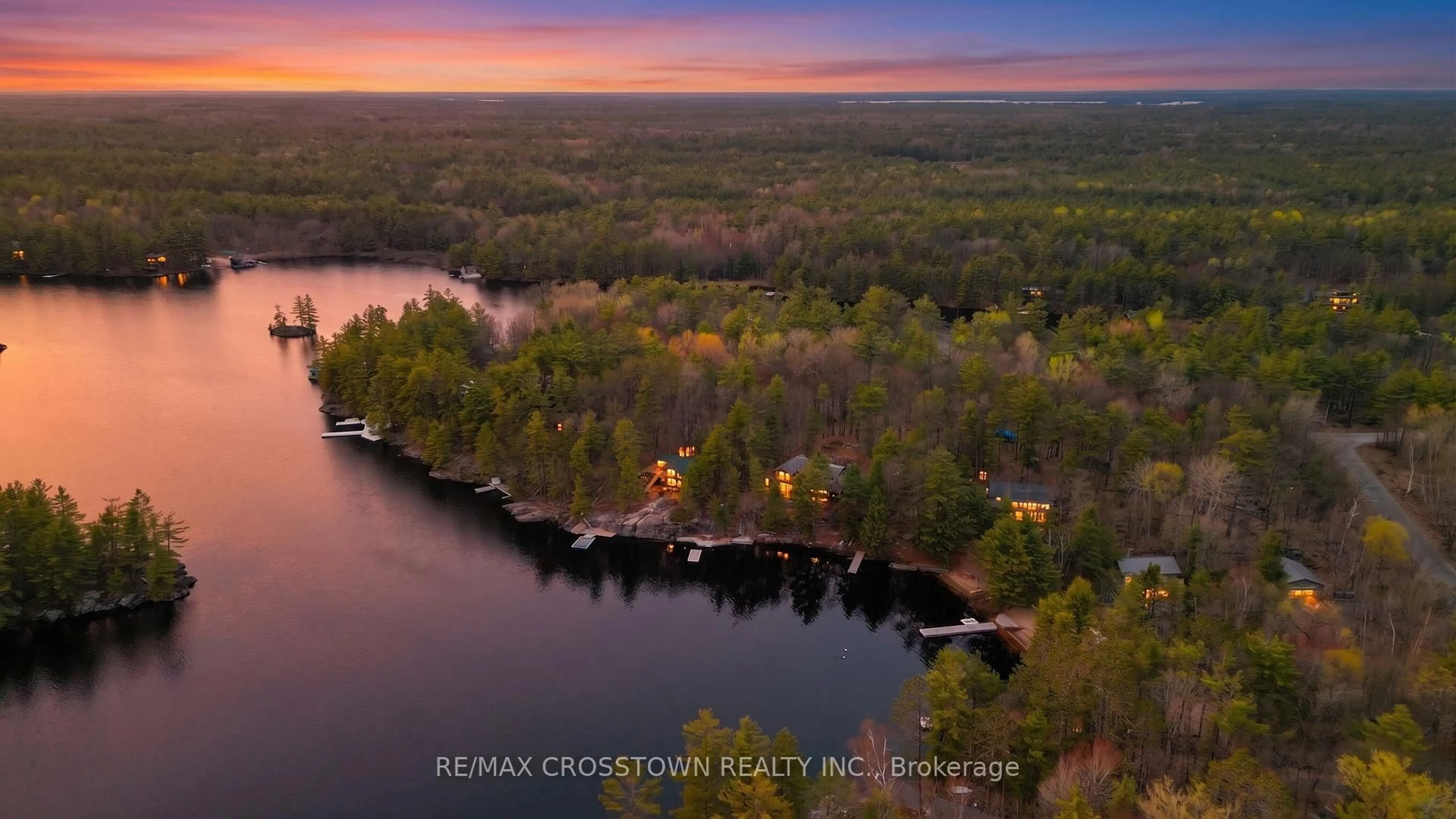 A pic from outside/outdoor area/front of a property/back of a property/a pic from drone, water/lake/river/ocean view for 607 Juniper Dr, Gravenhurst Ontario P1P 1R1