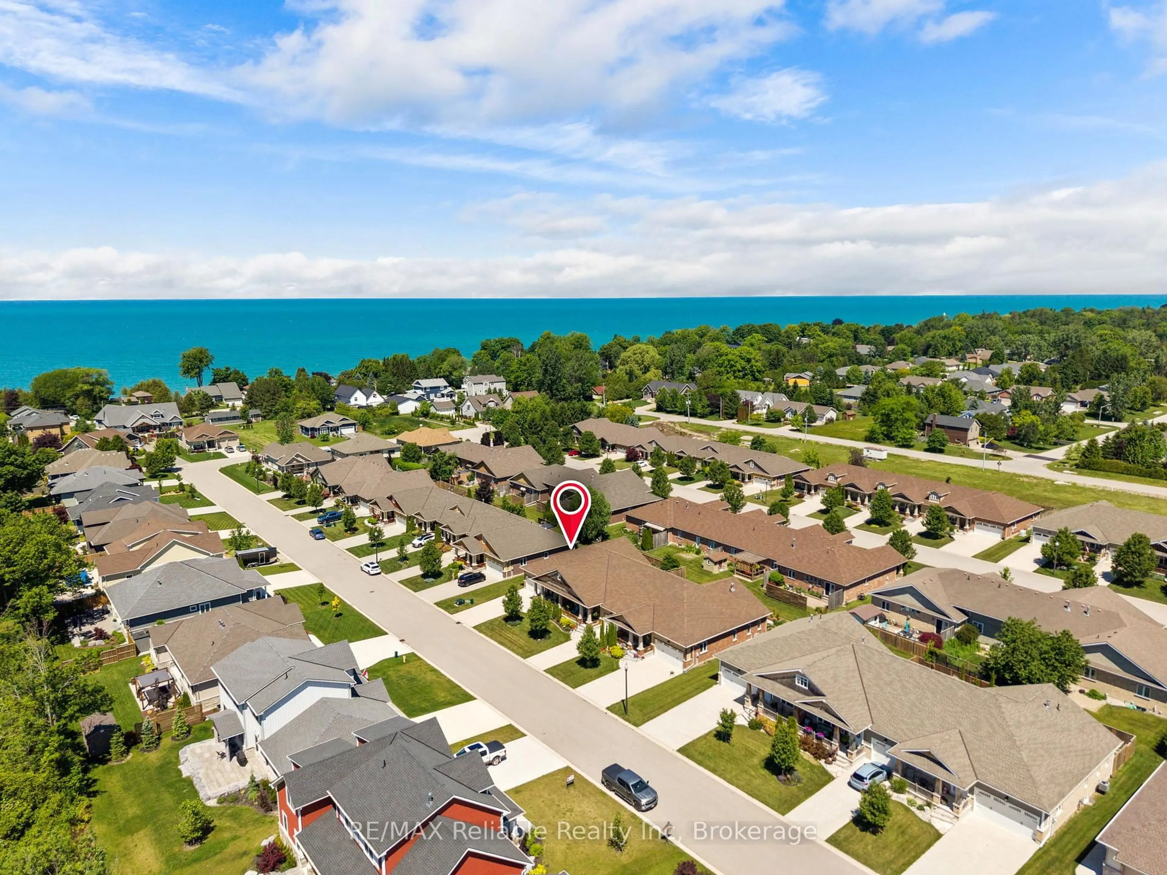 A pic from outside/outdoor area/front of a property/back of a property/a pic from drone, water/lake/river/ocean view for 13 Thimbleweed Dr, Bluewater Ontario N0M 1G0