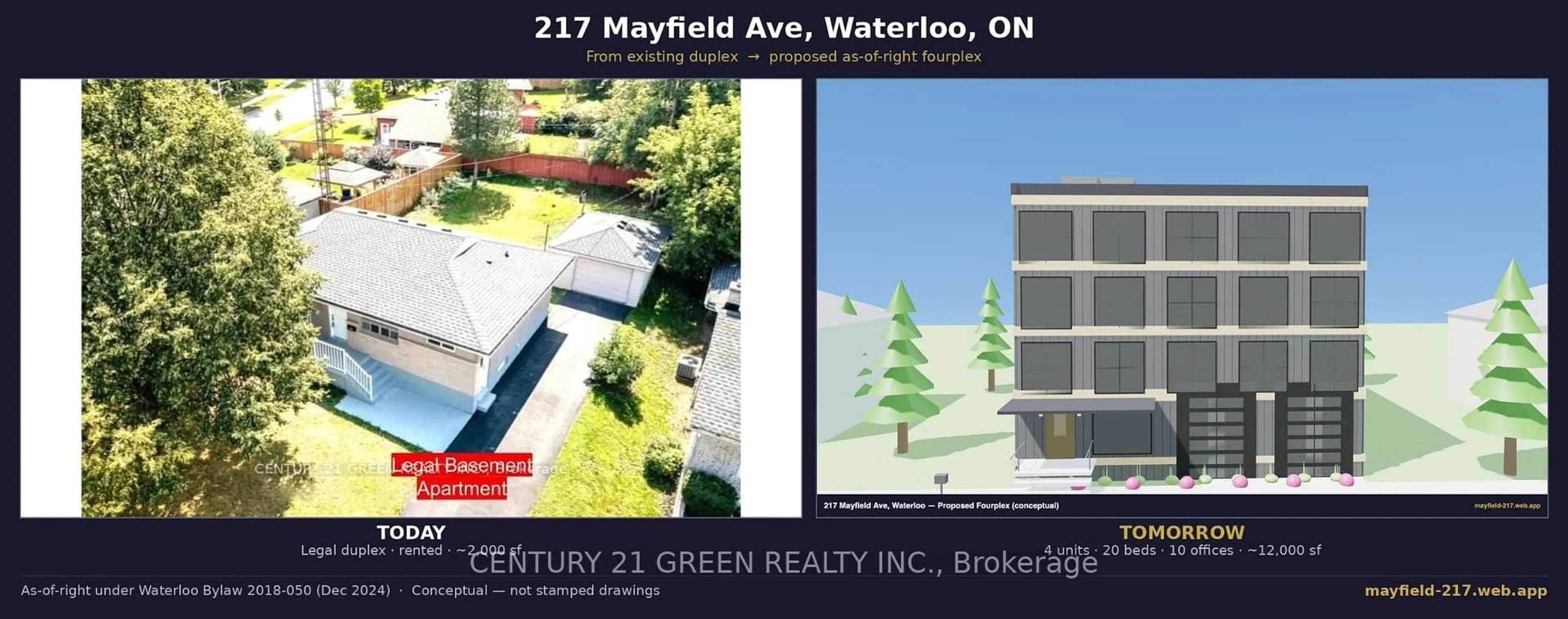 A pic from outside/outdoor area/front of a property/back of a property/a pic from drone, unknown for 217 Mayfield Ave, Waterloo Ontario N2J 3S6