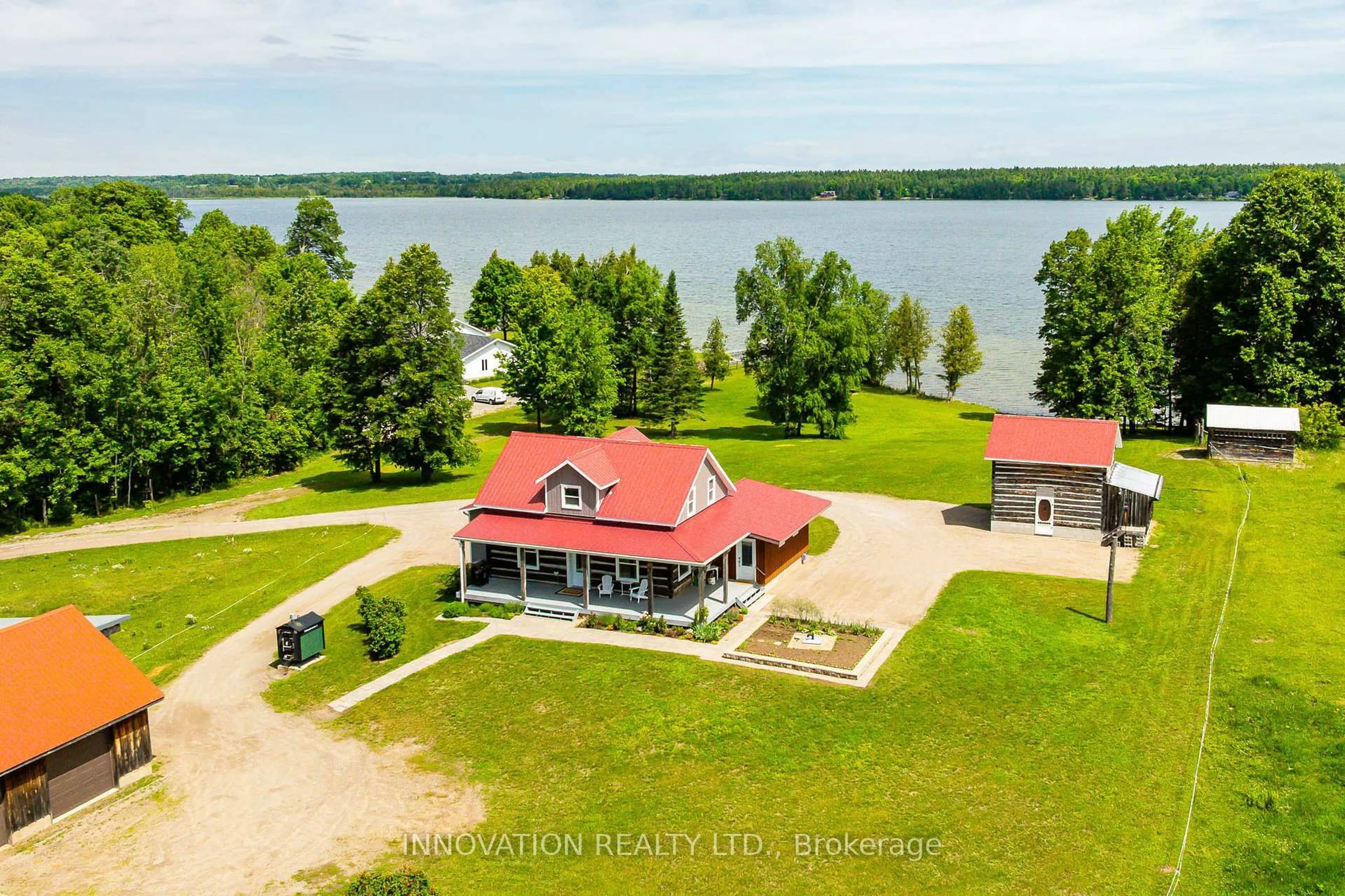 A pic from outside/outdoor area/front of a property/back of a property/a pic from drone, water/lake/river/ocean view for 172 Mink Lake Rd, Eganville Ontario K0J 1T0