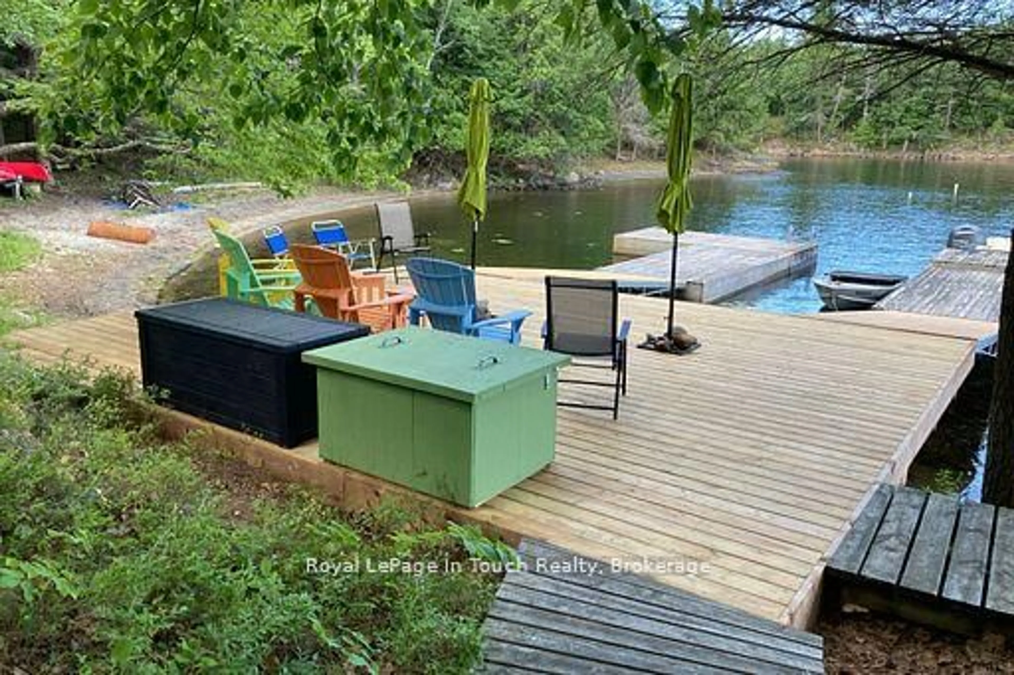 A pic from outside/outdoor area/front of a property/back of a property/a pic from drone, water/lake/river/ocean view for B256 Crooked Island, The Archipelago Ontario P2A 2T4