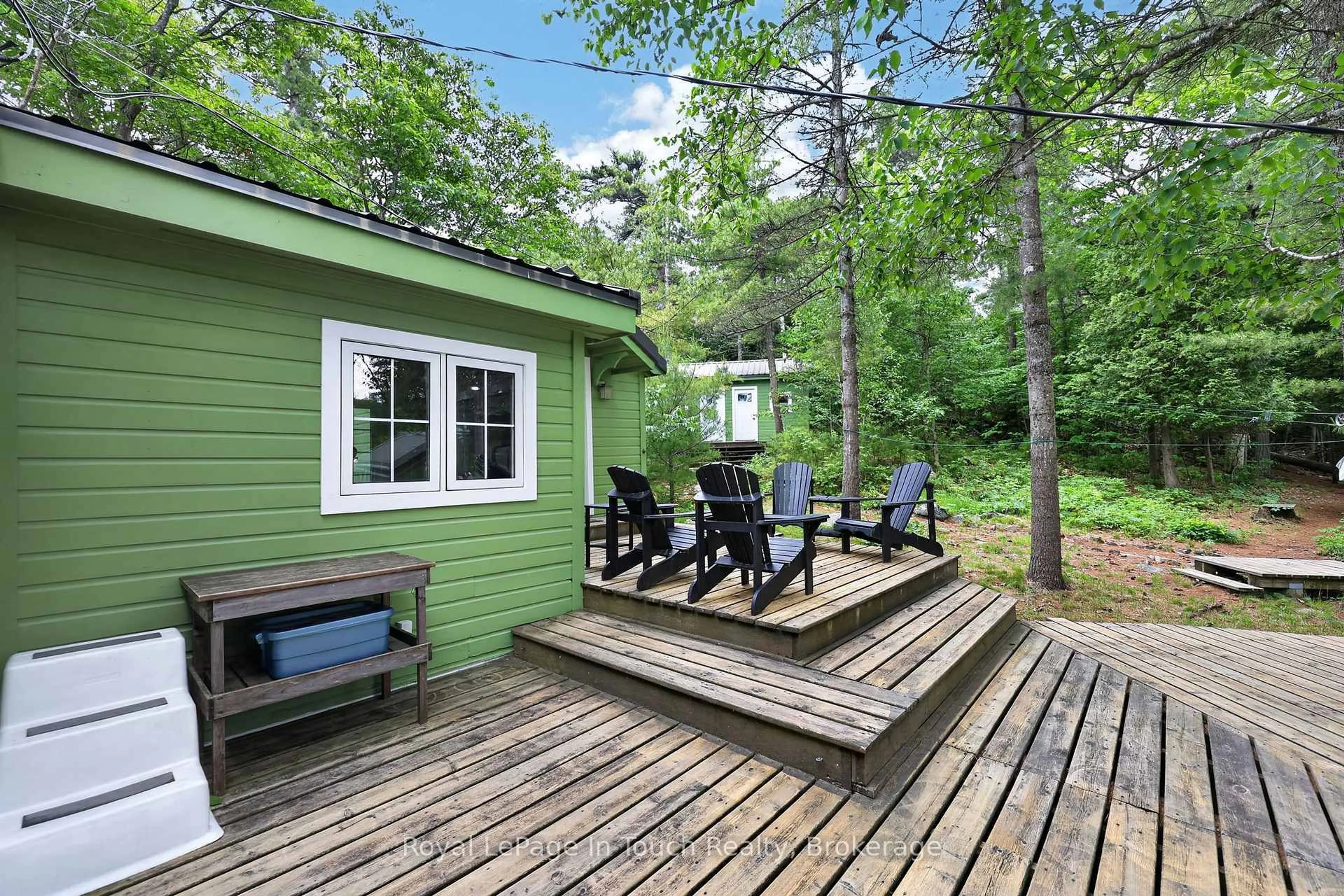 Patio, forest/trees view for B256 Crooked Island, The Archipelago Ontario P2A 2T4