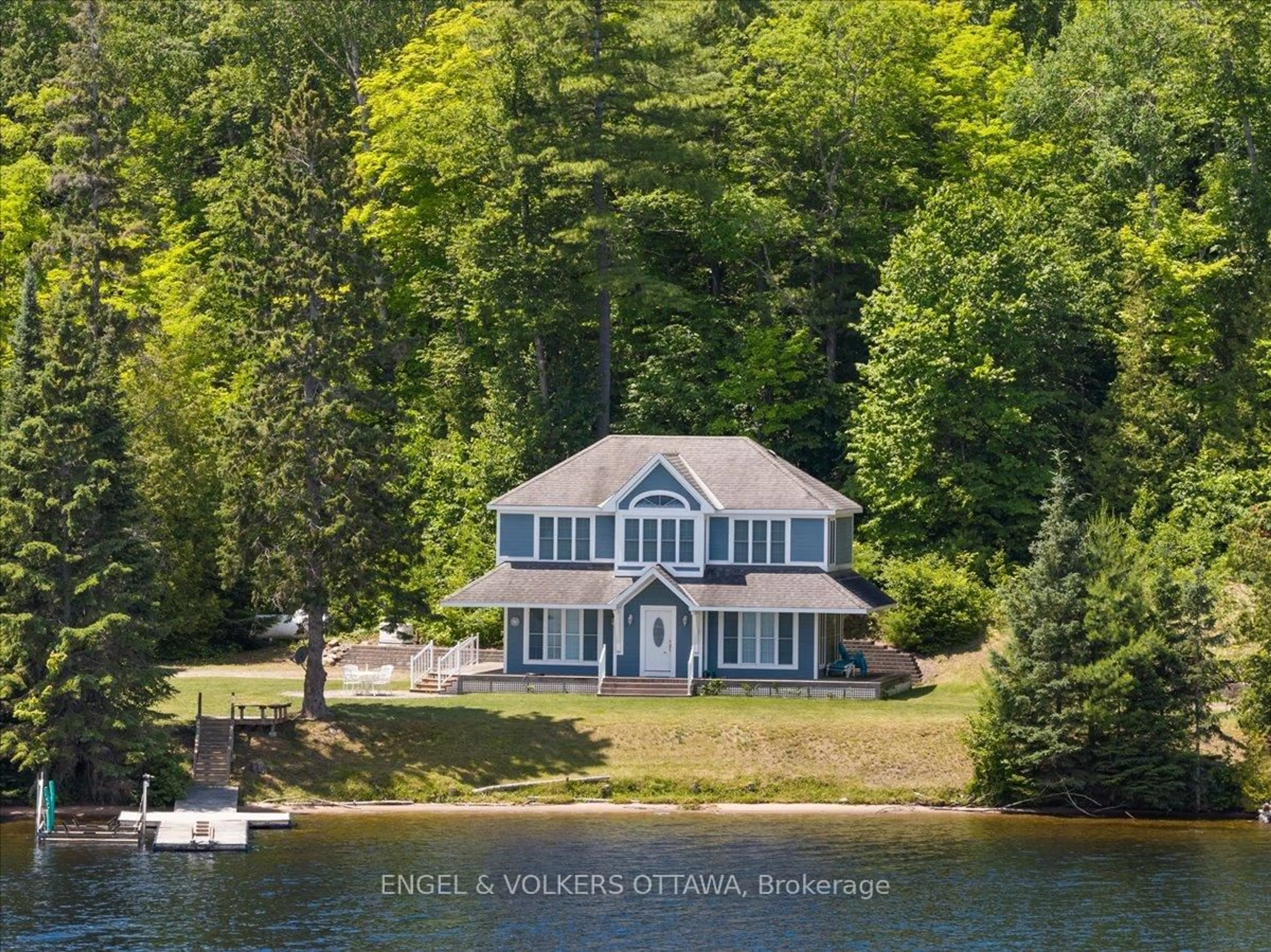 A pic from outside/outdoor area/front of a property/back of a property/a pic from drone, water/lake/river/ocean view for 541 Morglan Lane, Calabogie Ontario K0J 1H0