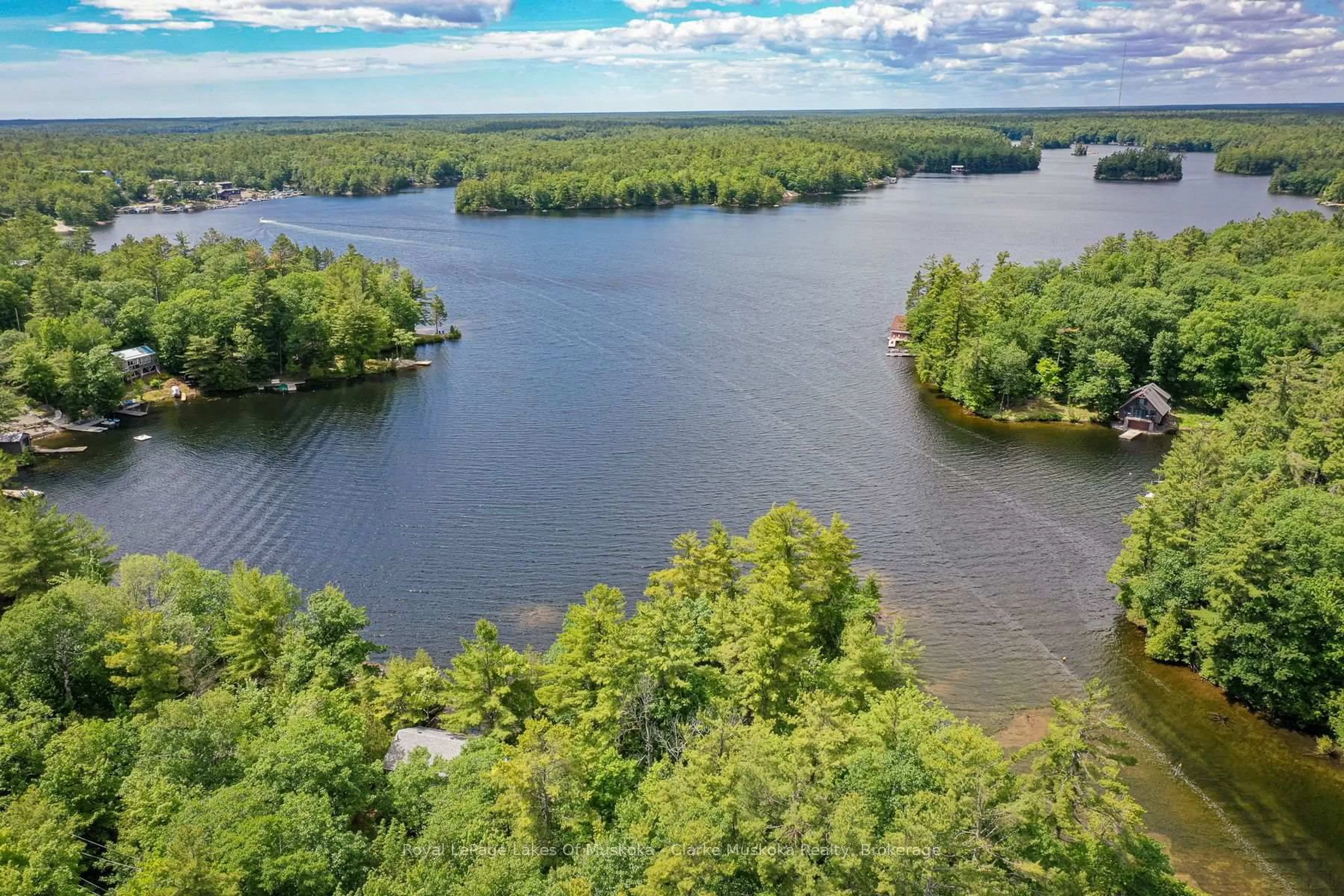 A pic from outside/outdoor area/front of a property/back of a property/a pic from drone, water/lake/river/ocean view for 385 Crooked Bay Rd, Georgian Bay Ontario L0K 1S0