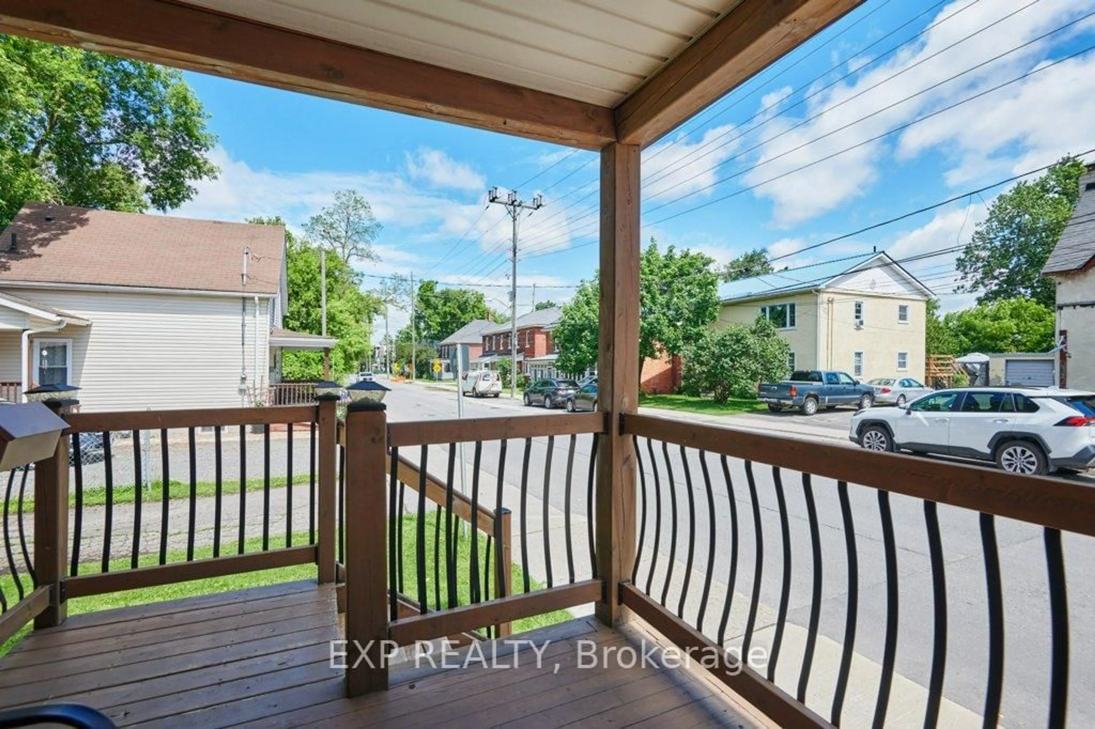 Patio, city buildings view from balcony for 136 Park St, Brockville Ontario K6V 2G9